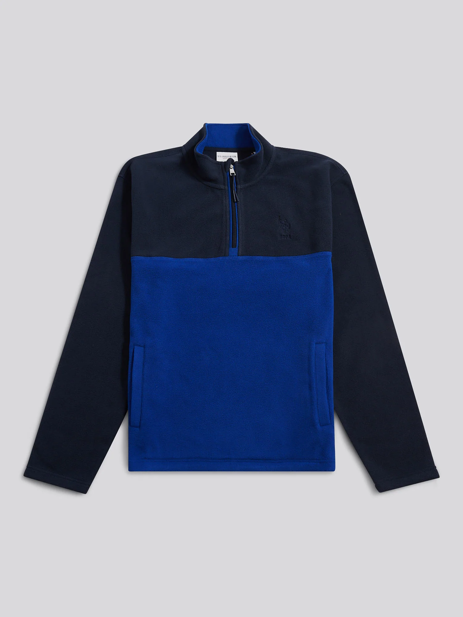 Mens Colour Block Micro Fleece Funnel in Dark Sapphire Navy - Image 5