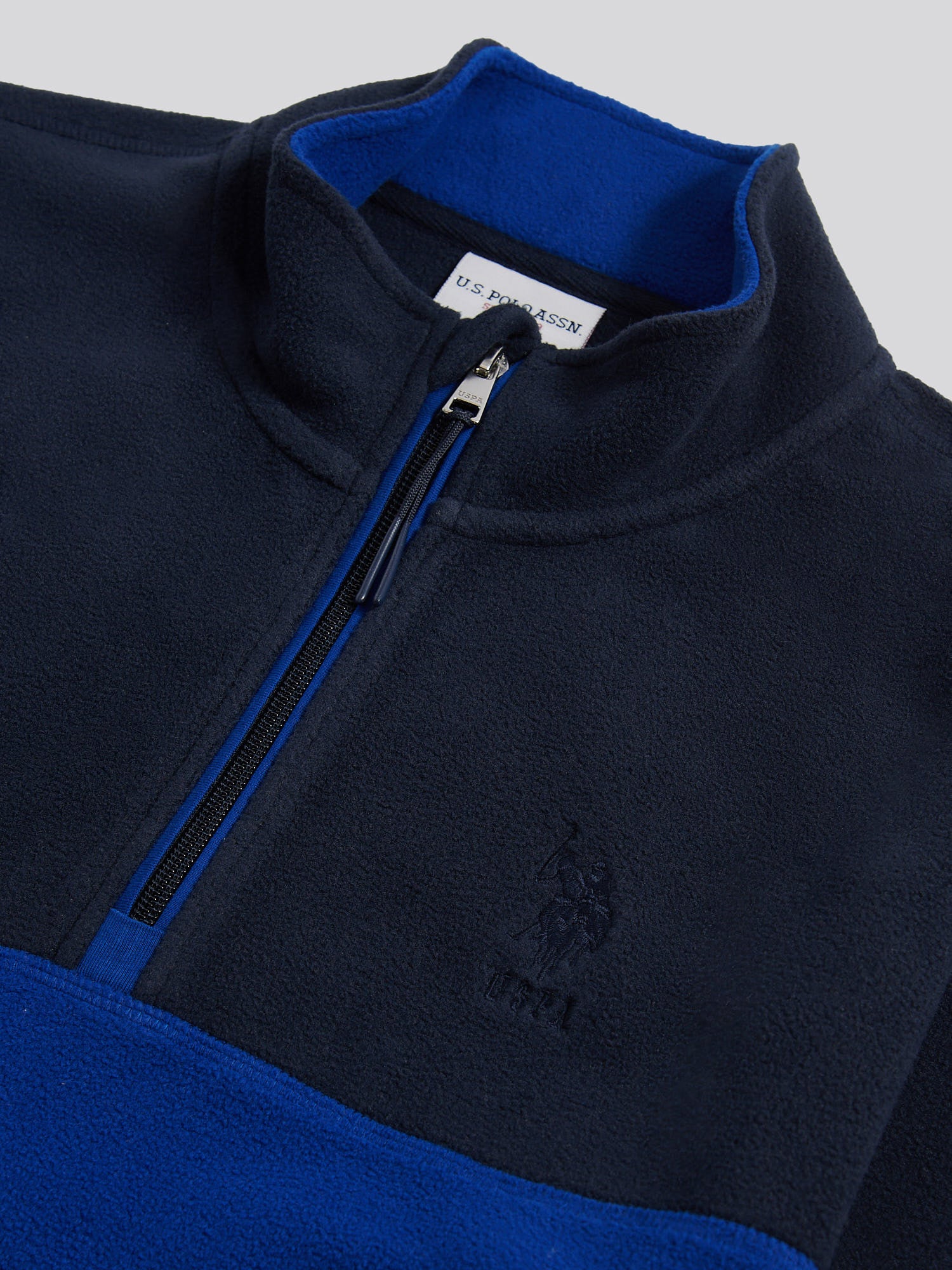 Mens Colour Block Micro Fleece Funnel in Dark Sapphire Navy - Image 7