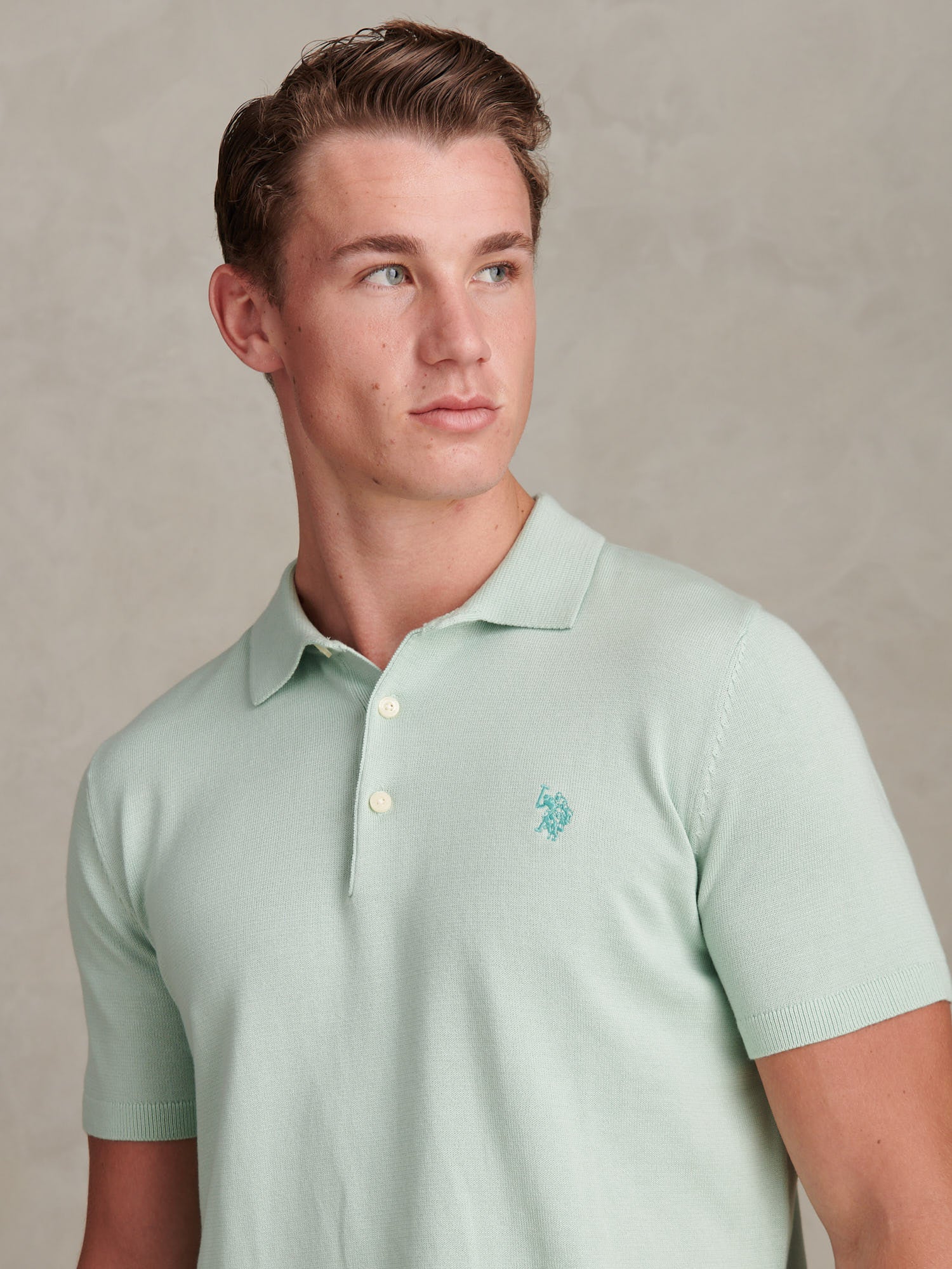 Mens Combed Cotton Polo Shirt Aqua Foam - Image 2