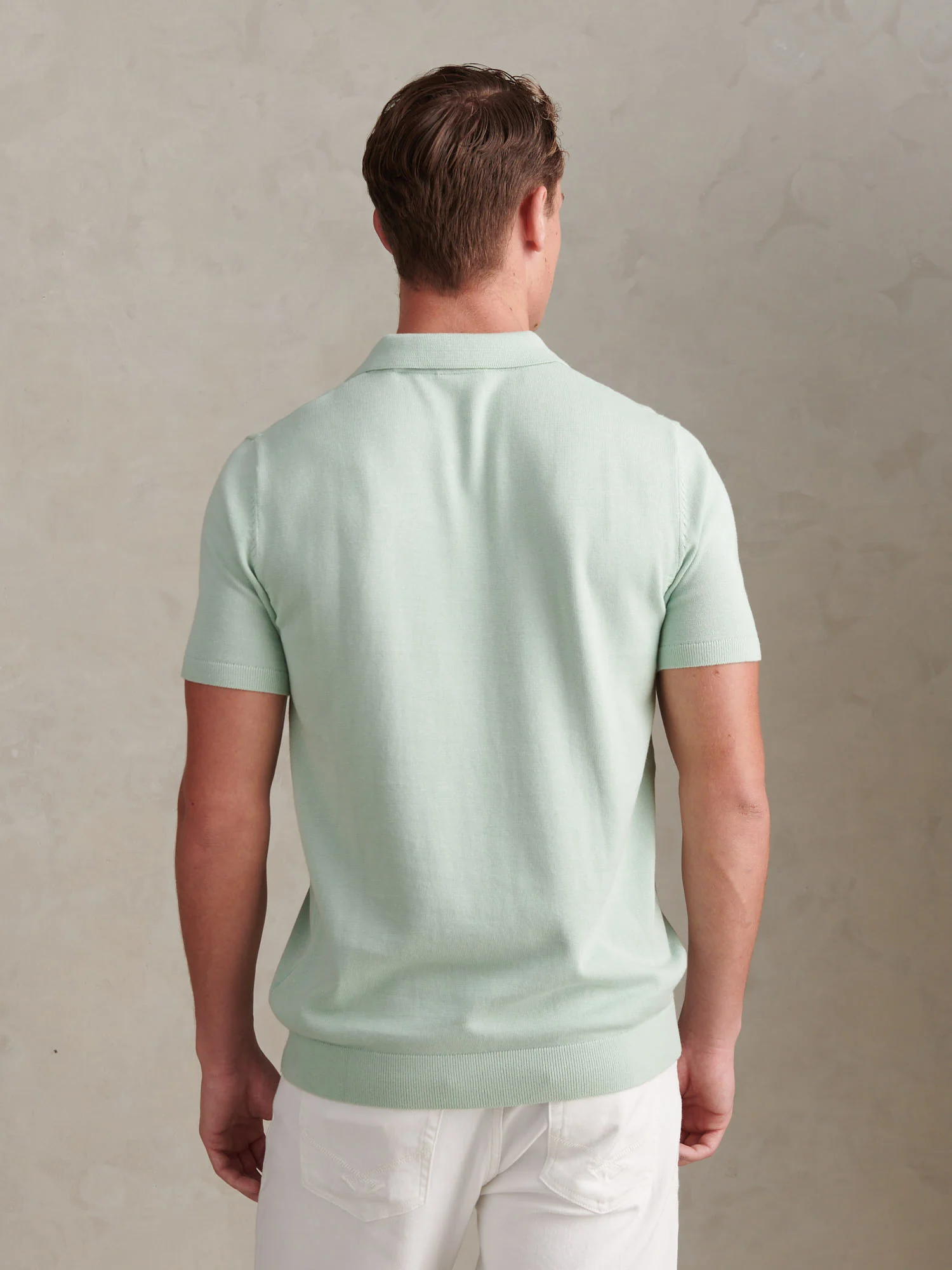 Mens Combed Cotton Polo Shirt Aqua Foam - Image 4