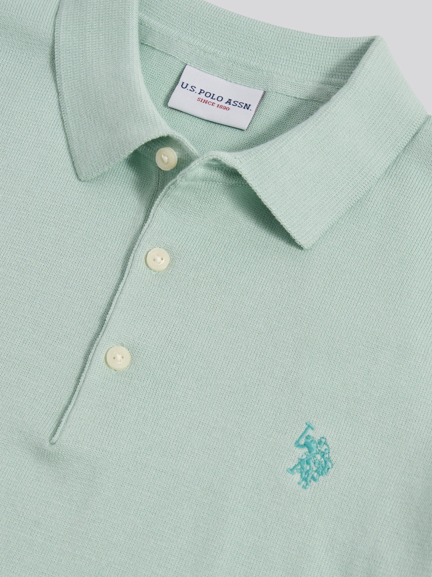 Mens Combed Cotton Polo Shirt Aqua Foam - Image 7