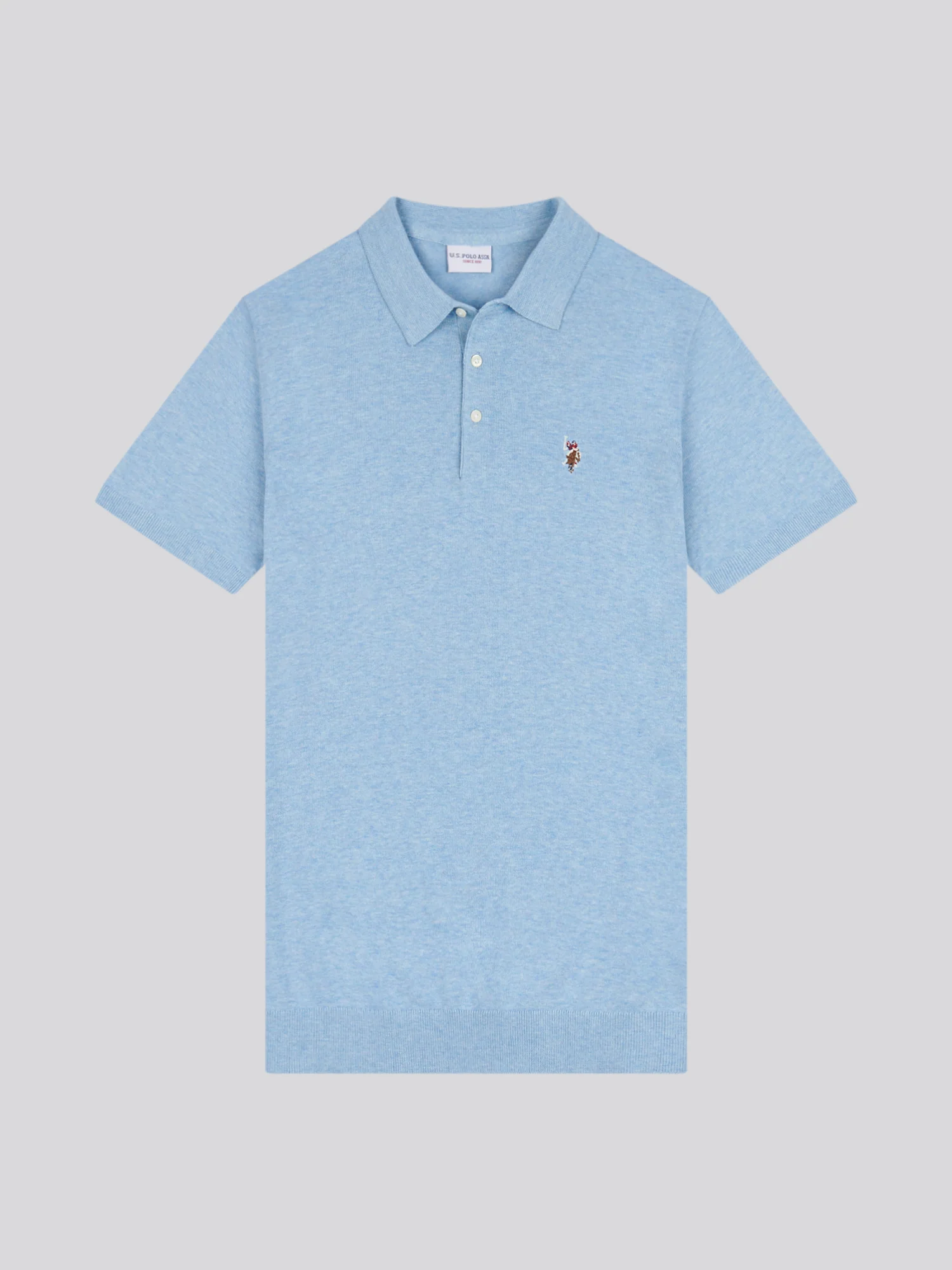 Mens Combed Cotton Polo Shirt Parisian Blue Marl / Multi Coloured DHM - Image 5