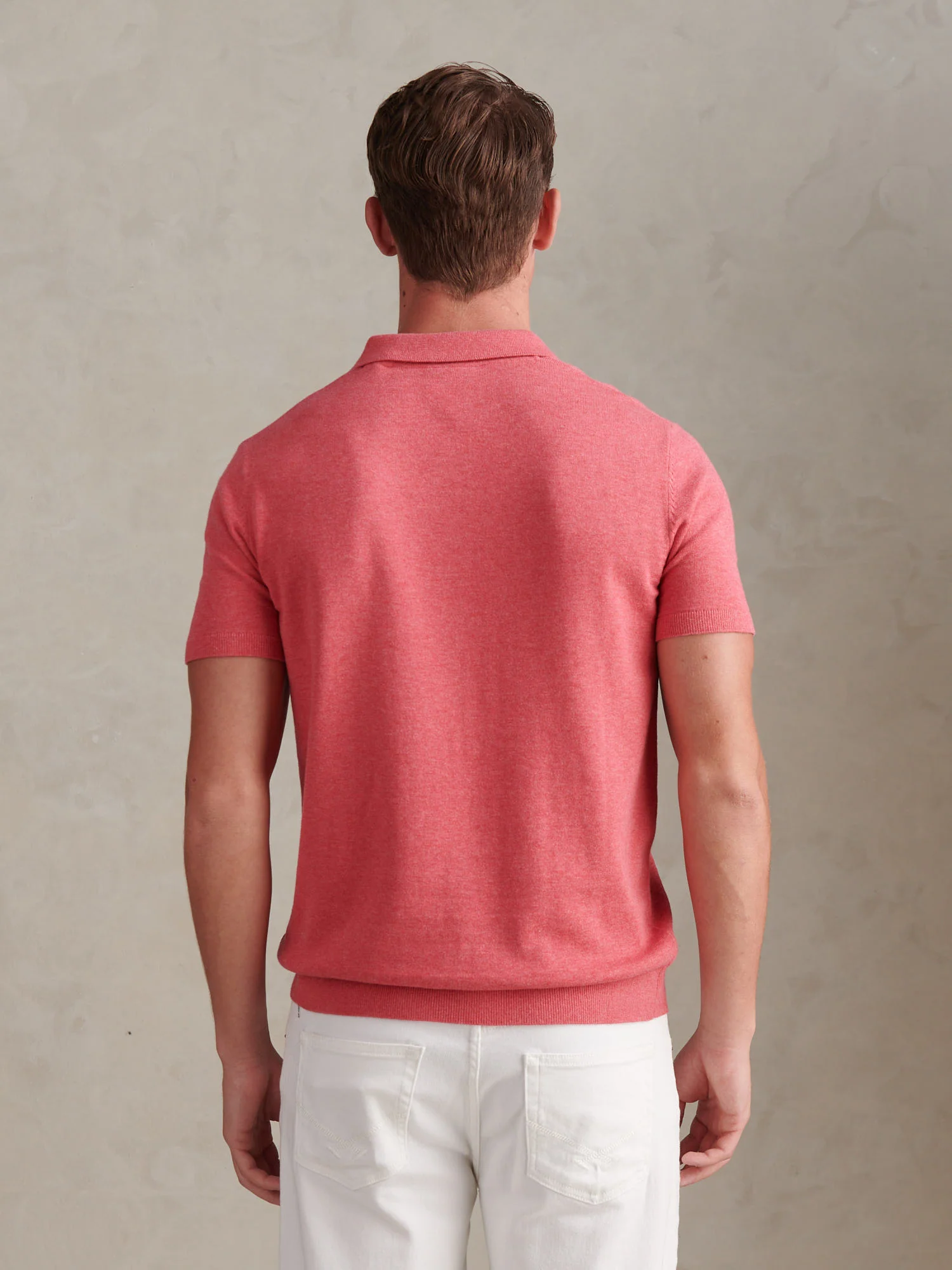Mens Combed Cotton Polo Shirt Slate Rose Marl - Image 4