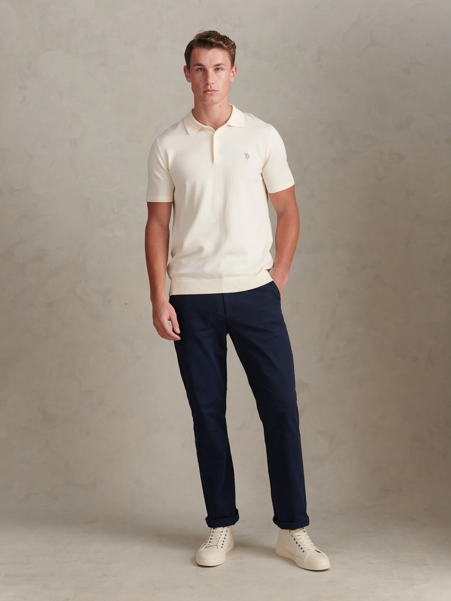 Mens Combed Cotton Polo Shirt Whisper White - Image 3