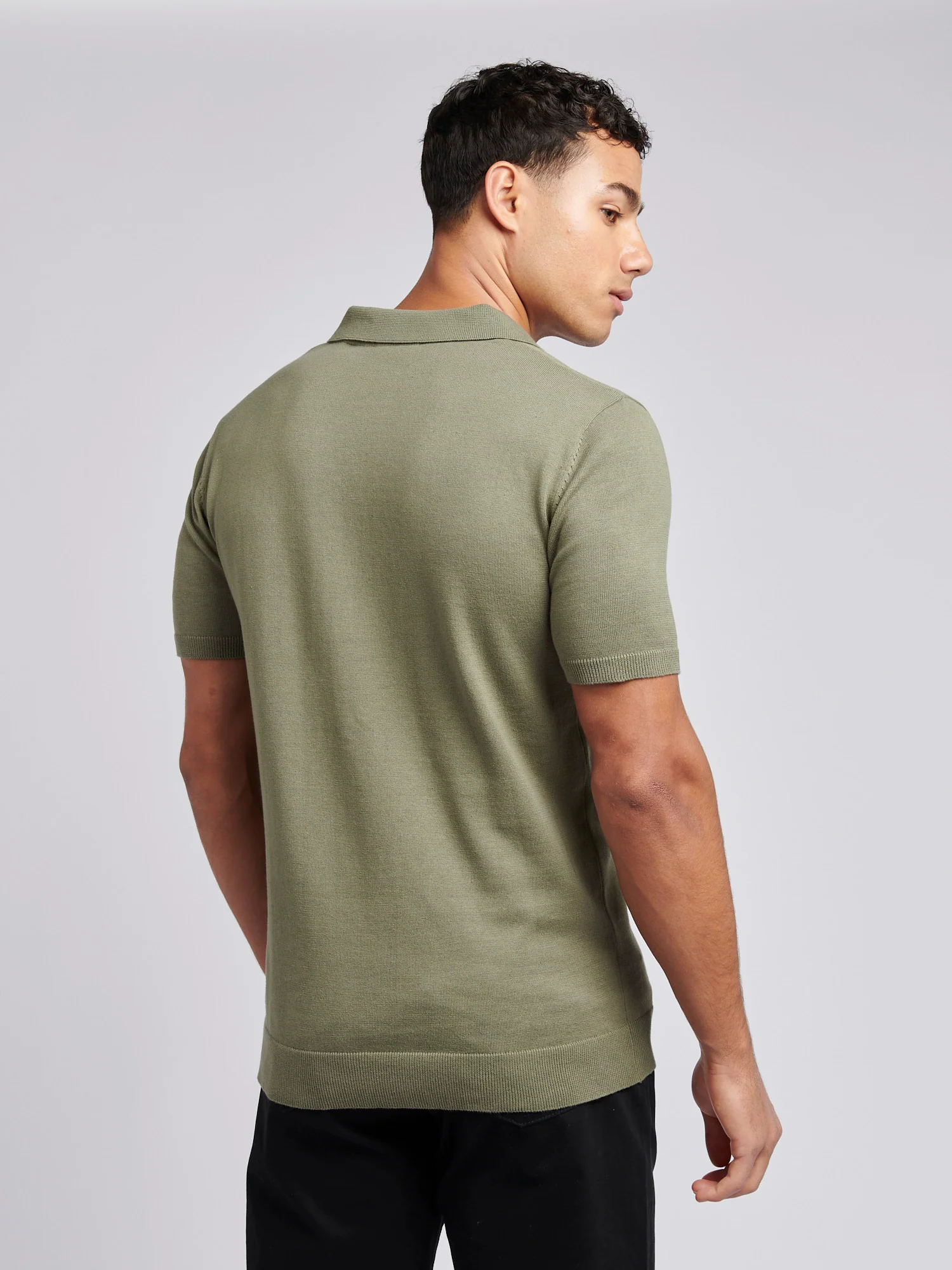 Mens Combed Cotton Revere Polo Shirt in Mulled Basil/Multi coloured DHM - Image 4