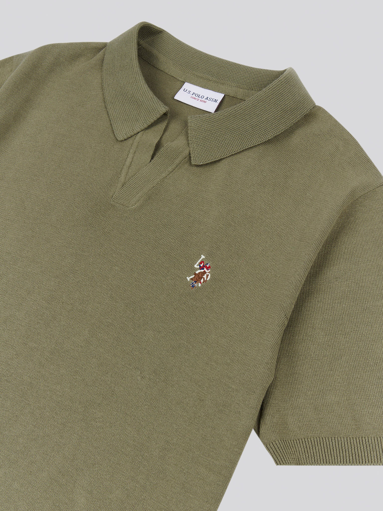 Mens Combed Cotton Revere Polo Shirt in Mulled Basil/Multi coloured DHM - Image 7