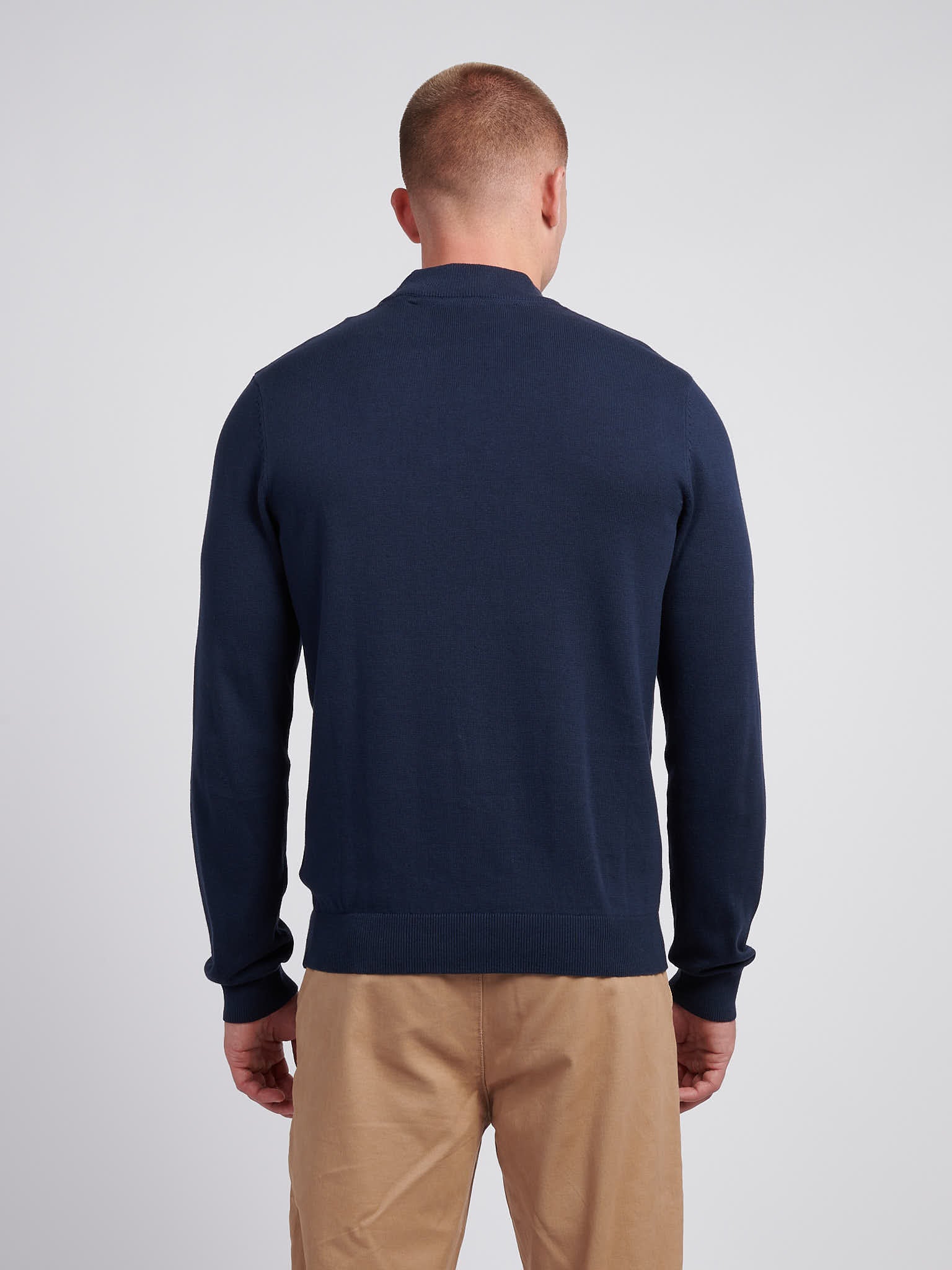 Mens Combed Cotton Turtle Neck in Dark Sapphire Navy / Moonlight Blue DHM - Image 4