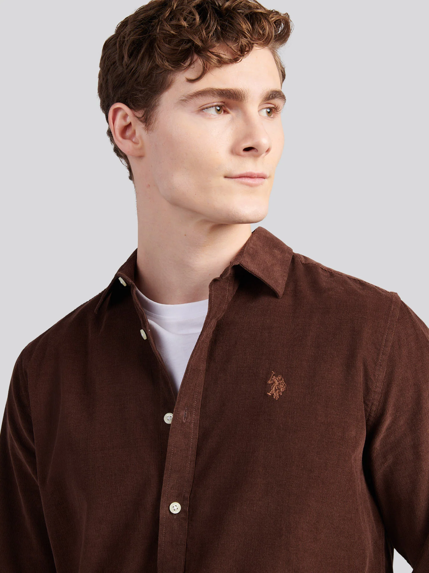 Mens Cord Shirt in Chocolate Martini - Image 2
