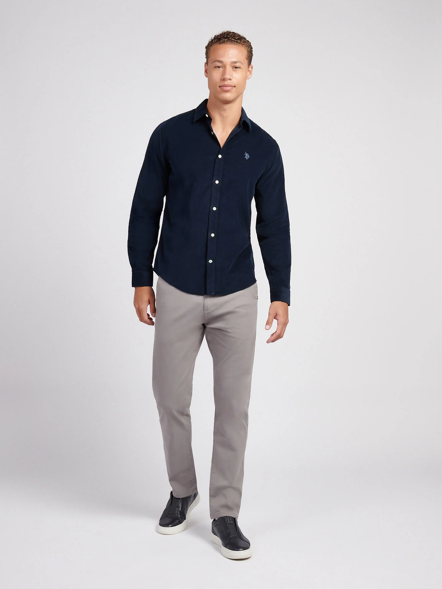 Mens Cord Shirt in Dark Sapphire Navy - Image 3