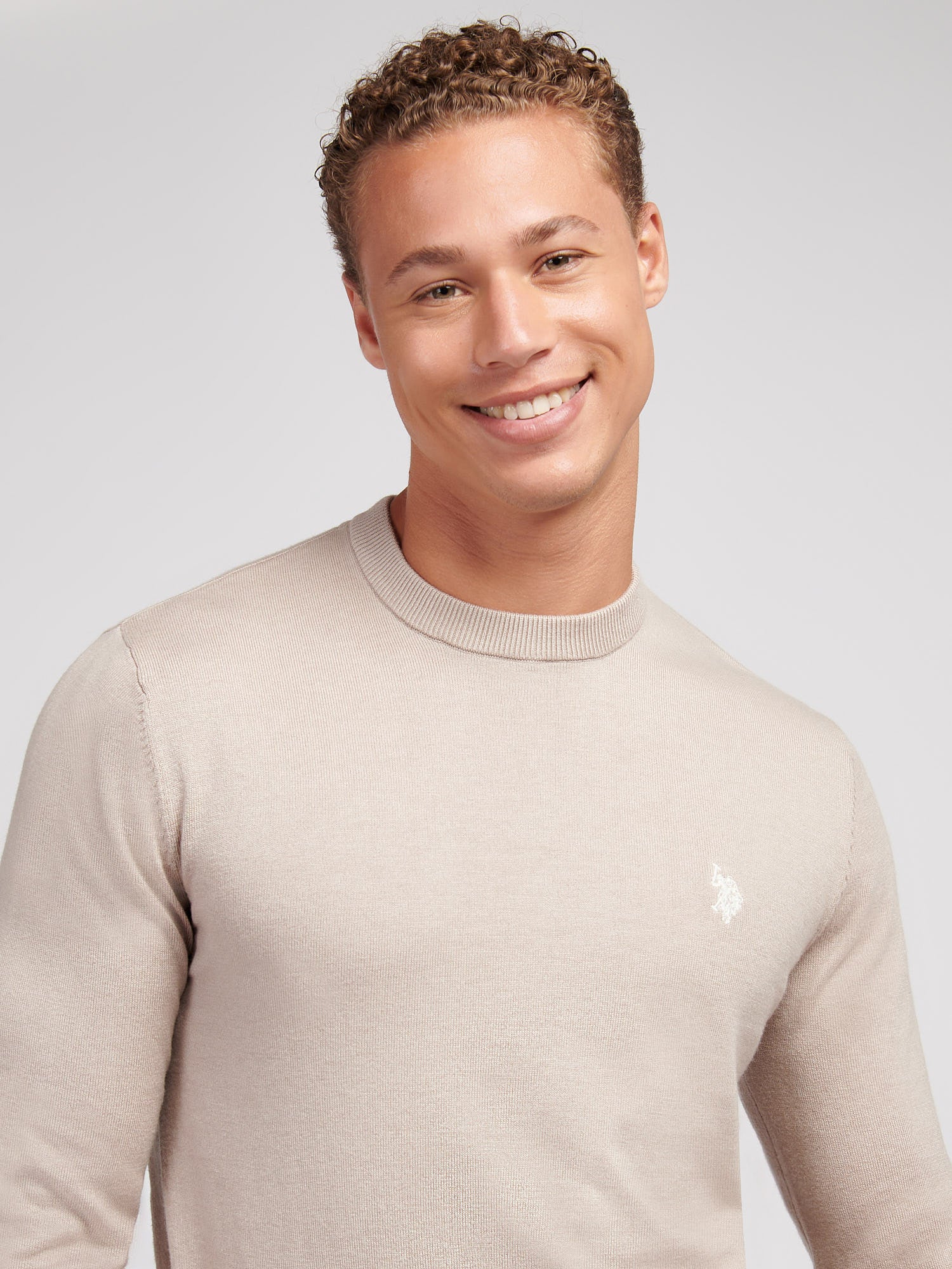 Mens Cotton Crewneck in Atmosphere - Image 2