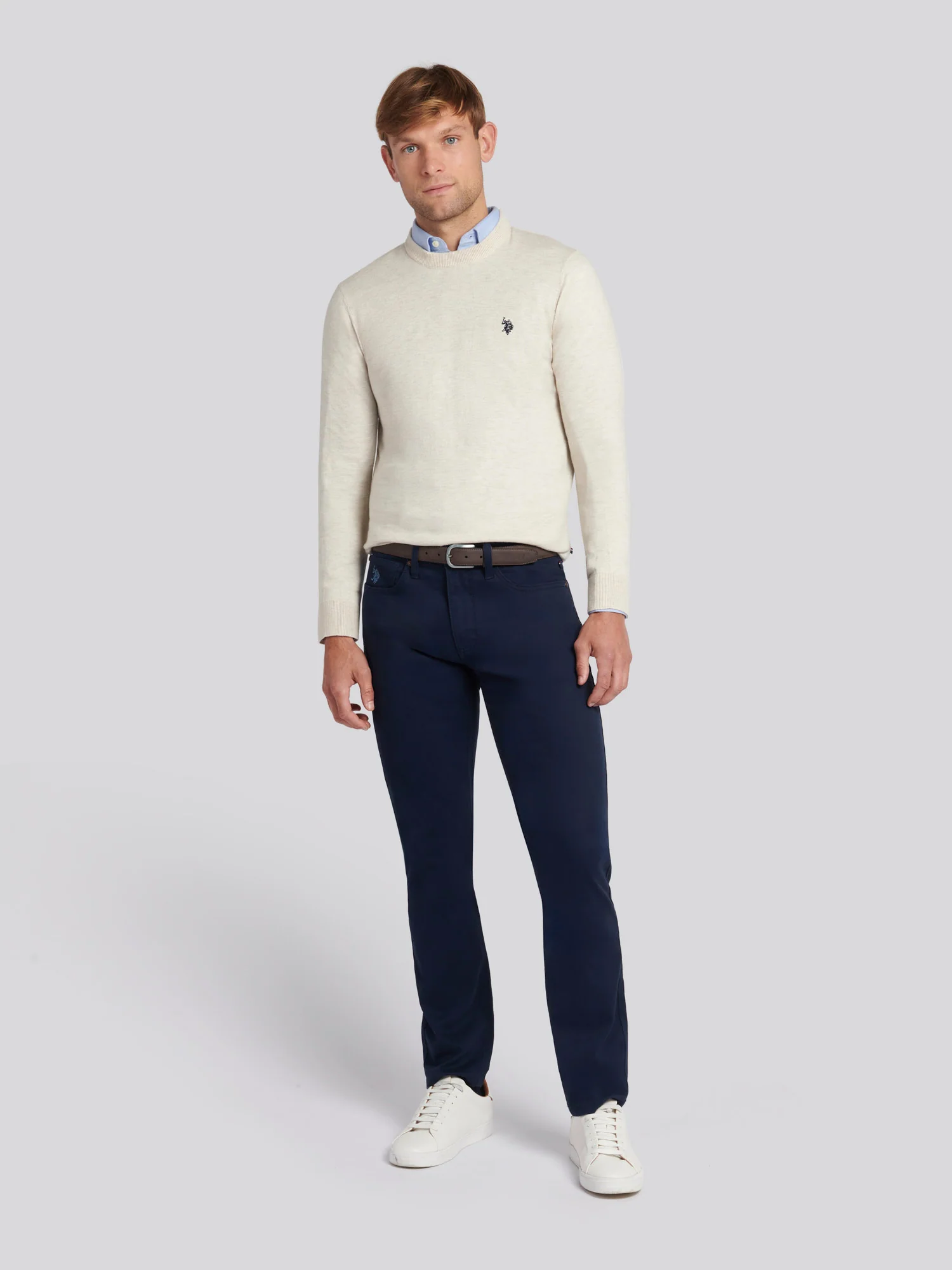 Mens Cotton Crewneck in Birch Marl - Image 3