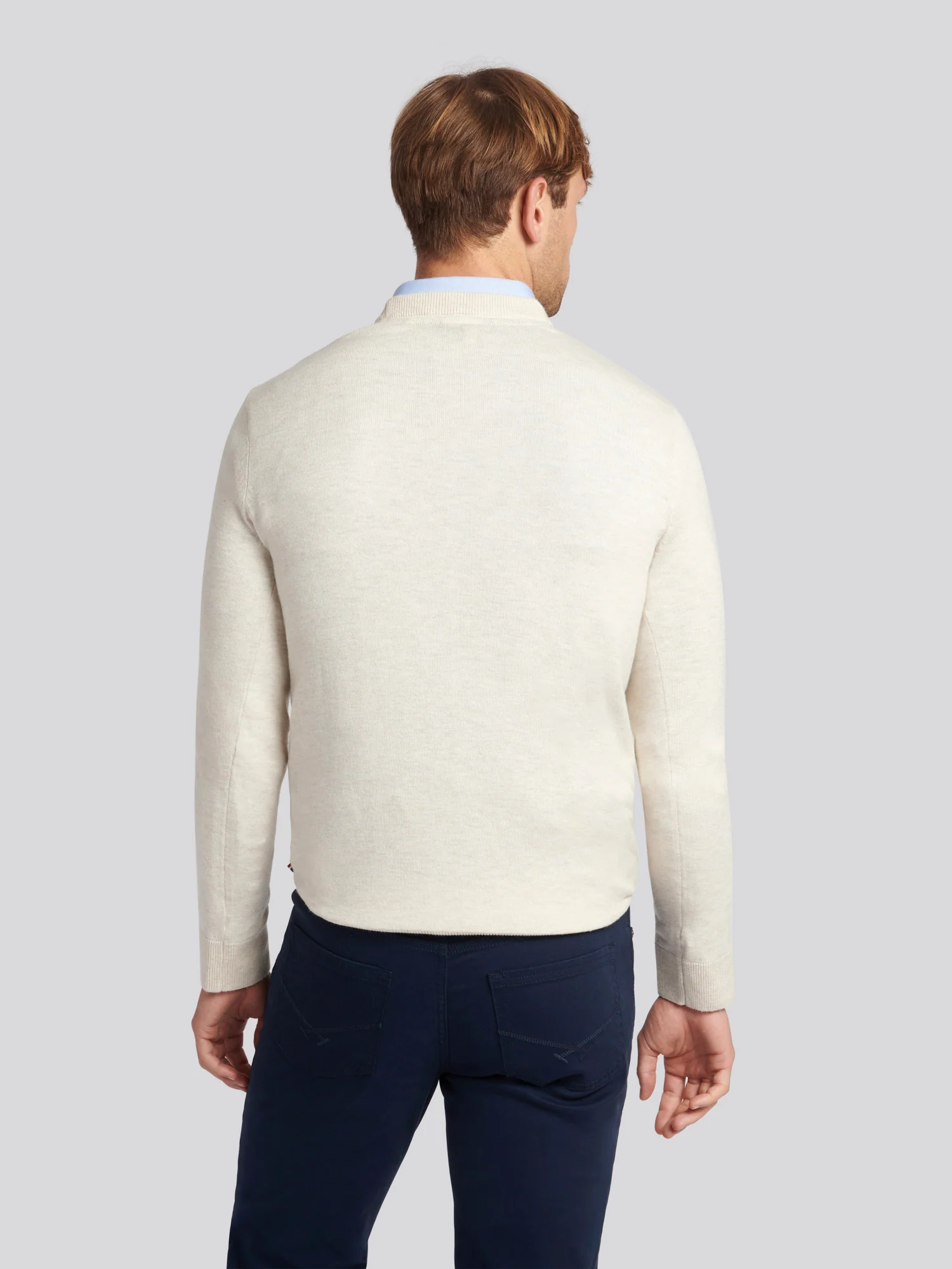 Mens Cotton Crewneck in Birch Marl - Image 4