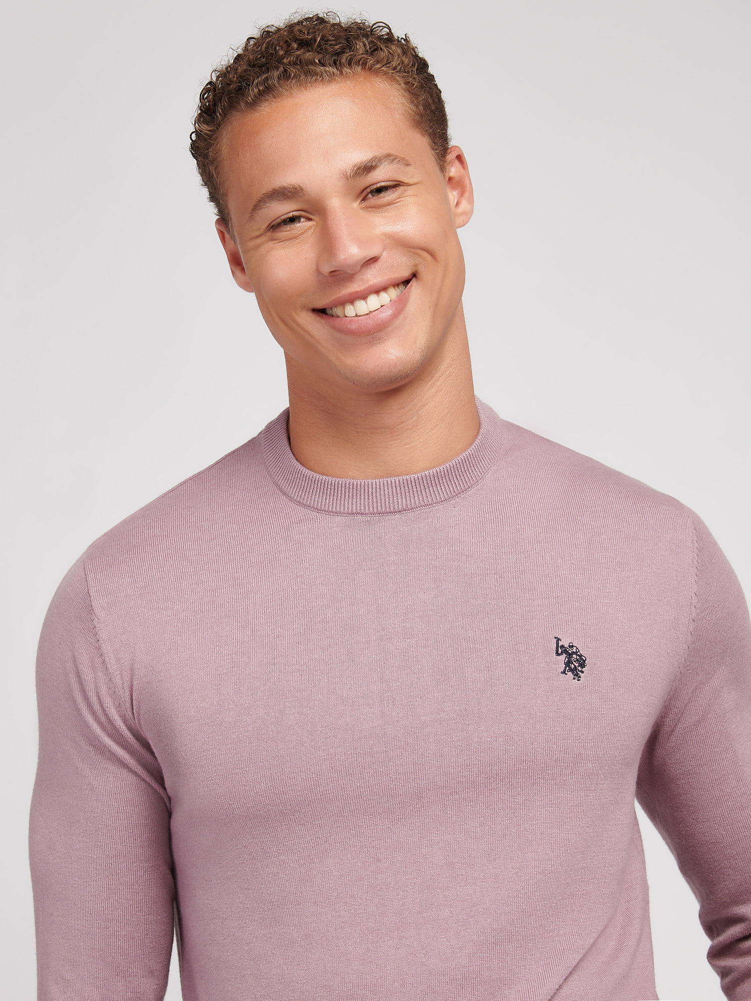 Mens Cotton Crewneck in Elderberry - Image 2