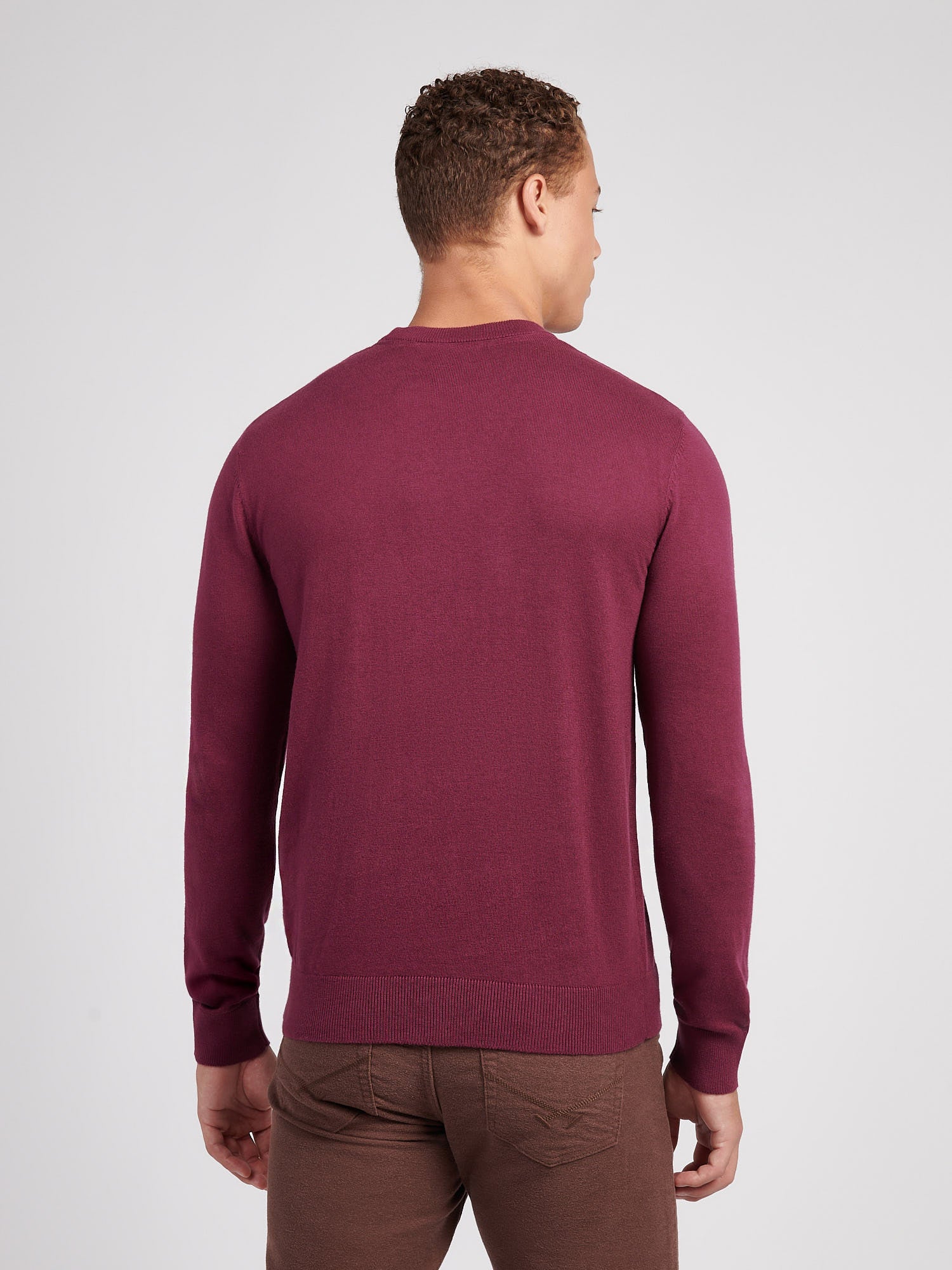 Mens Cotton Crewneck in Grape Wine - Image 3