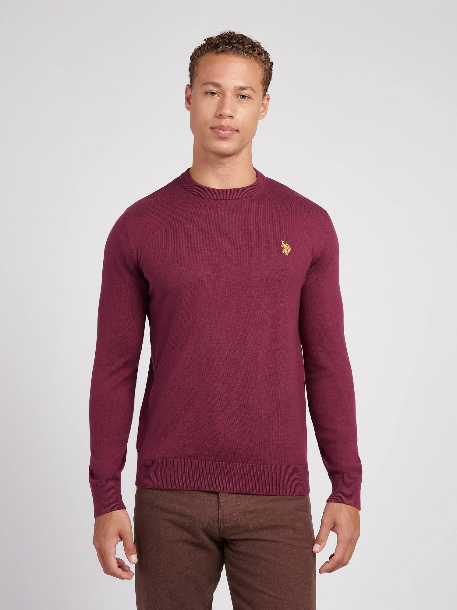 Mens Cotton Crewneck in Grape Wine - Image 4