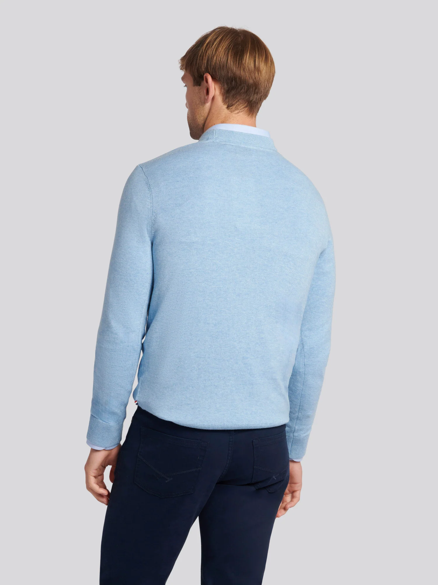 Mens Cotton Crewneck in Parisian Blue Marl - Image 4