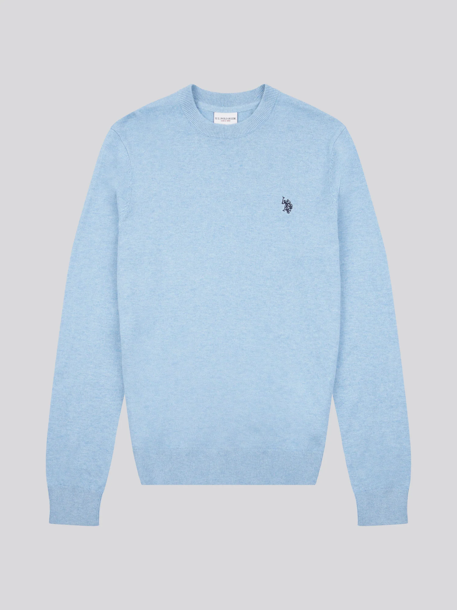 Mens Cotton Crewneck in Parisian Blue Marl - Image 5