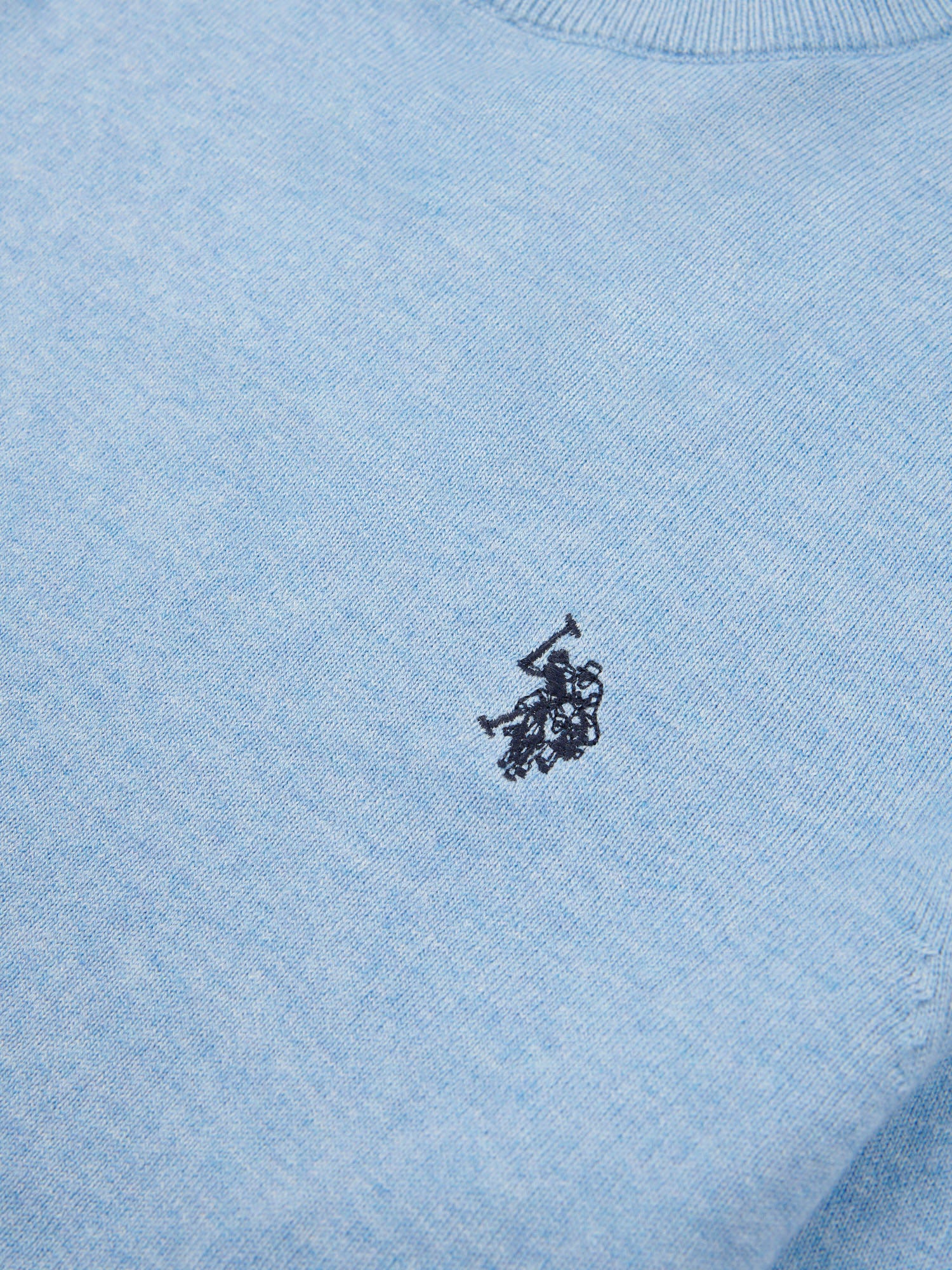 Mens Cotton Crewneck in Parisian Blue Marl - Image 6