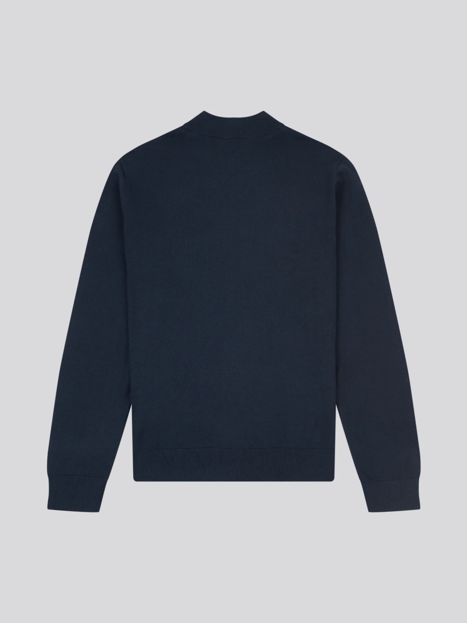Mens Cotton Funnel Neck 1/4 Zip Knit in Dark Sapphire Navy / Haute Red DHM - Image 7