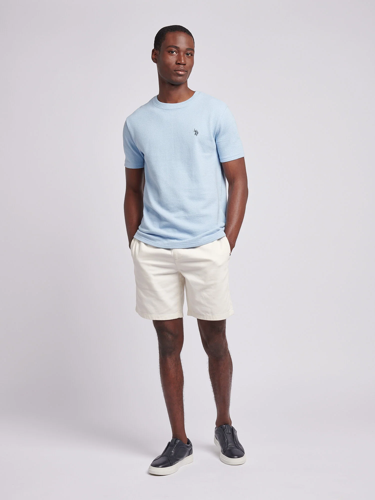 Mens Cotton Twill Drawstring Short in Whisper White - Image 3