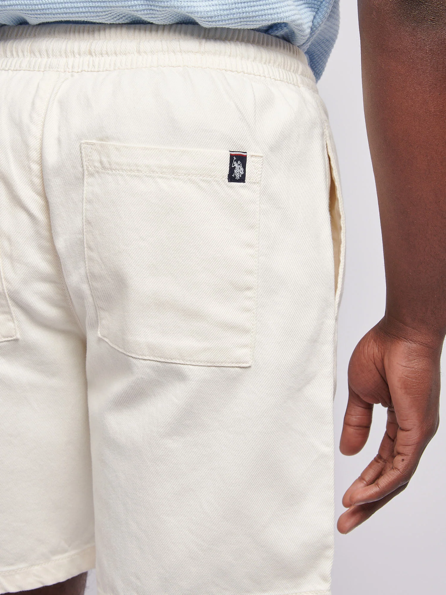 Mens Cotton Twill Drawstring Short in Whisper White - Image 5