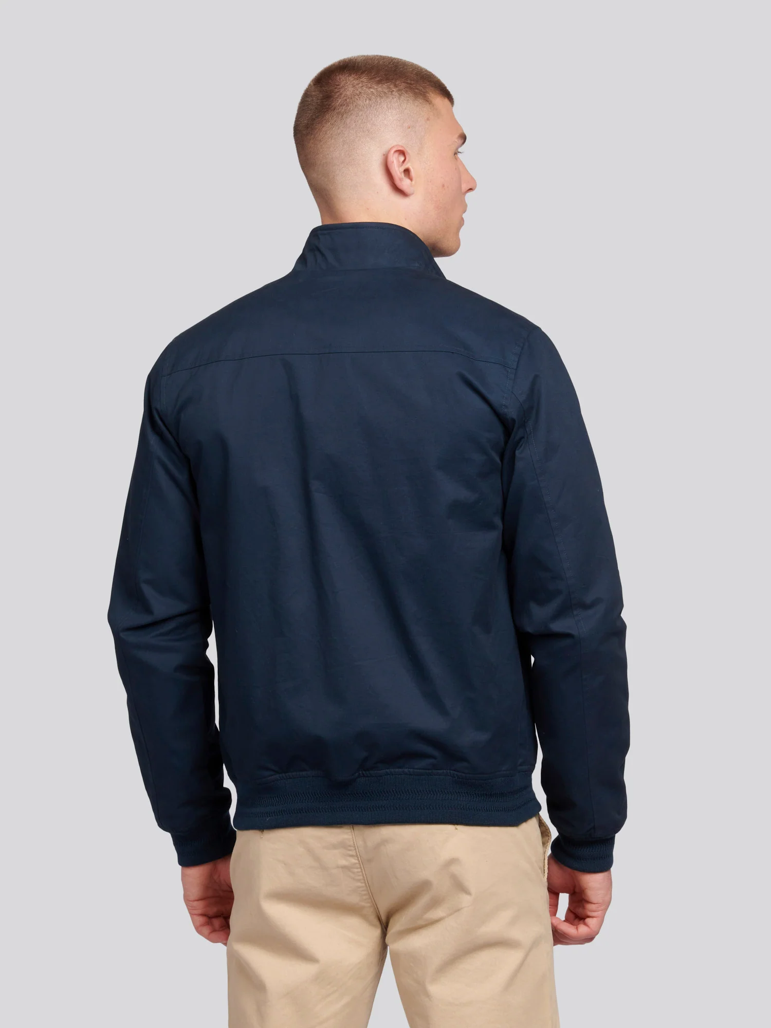Mens Cotton Twill Harrington Jacket Dark Sapphire Navy / Haute Red DHM - Image 4