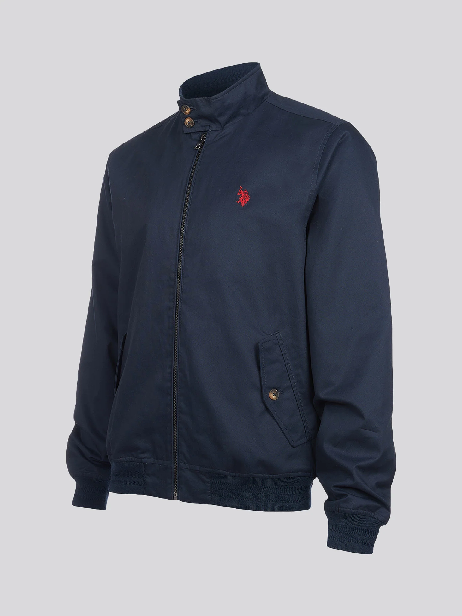 Mens Cotton Twill Harrington Jacket Dark Sapphire Navy / Haute Red DHM - Image 9