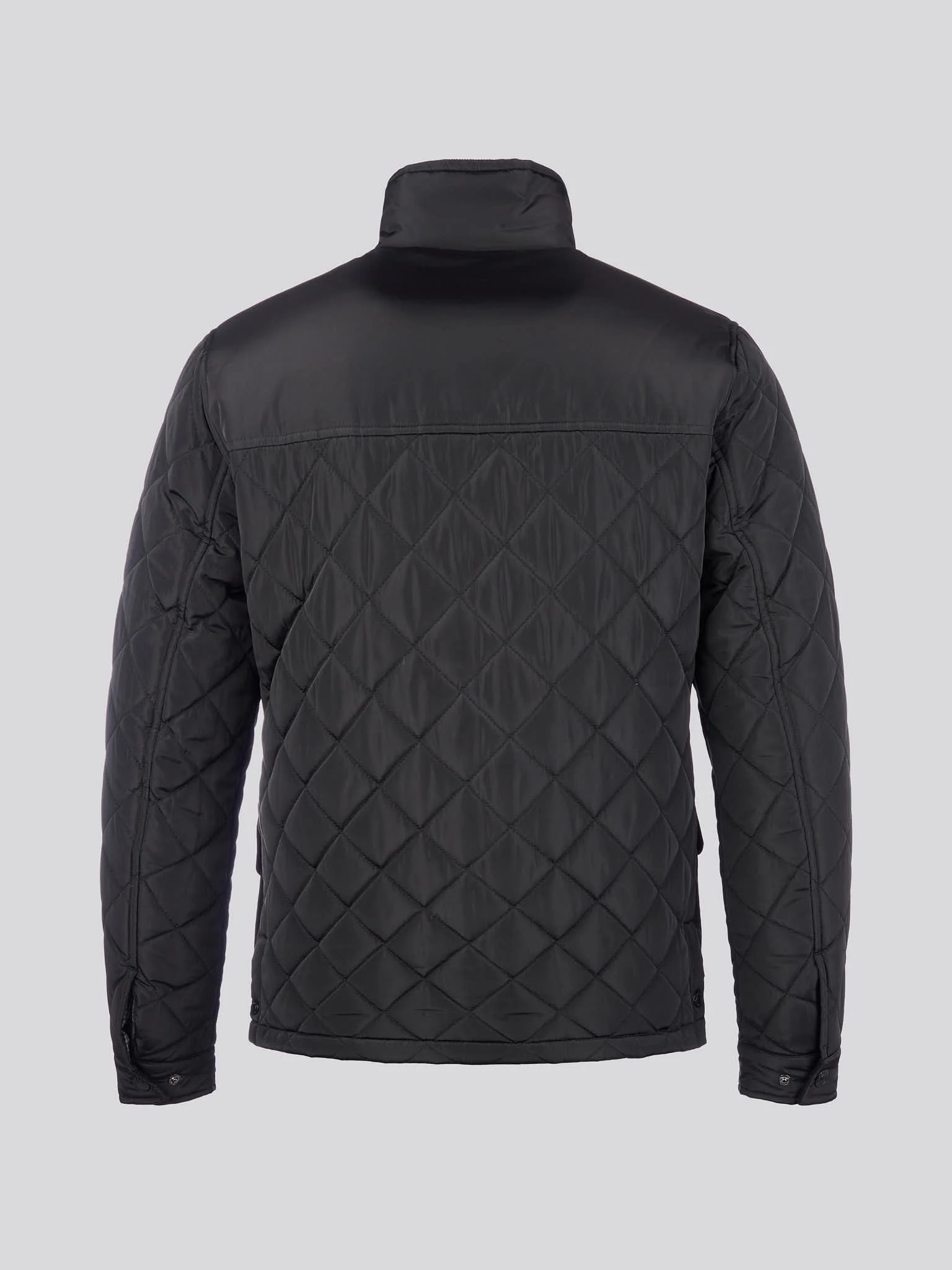 Mens Diamond Quilted Funnel Jacket in Black - Image 8