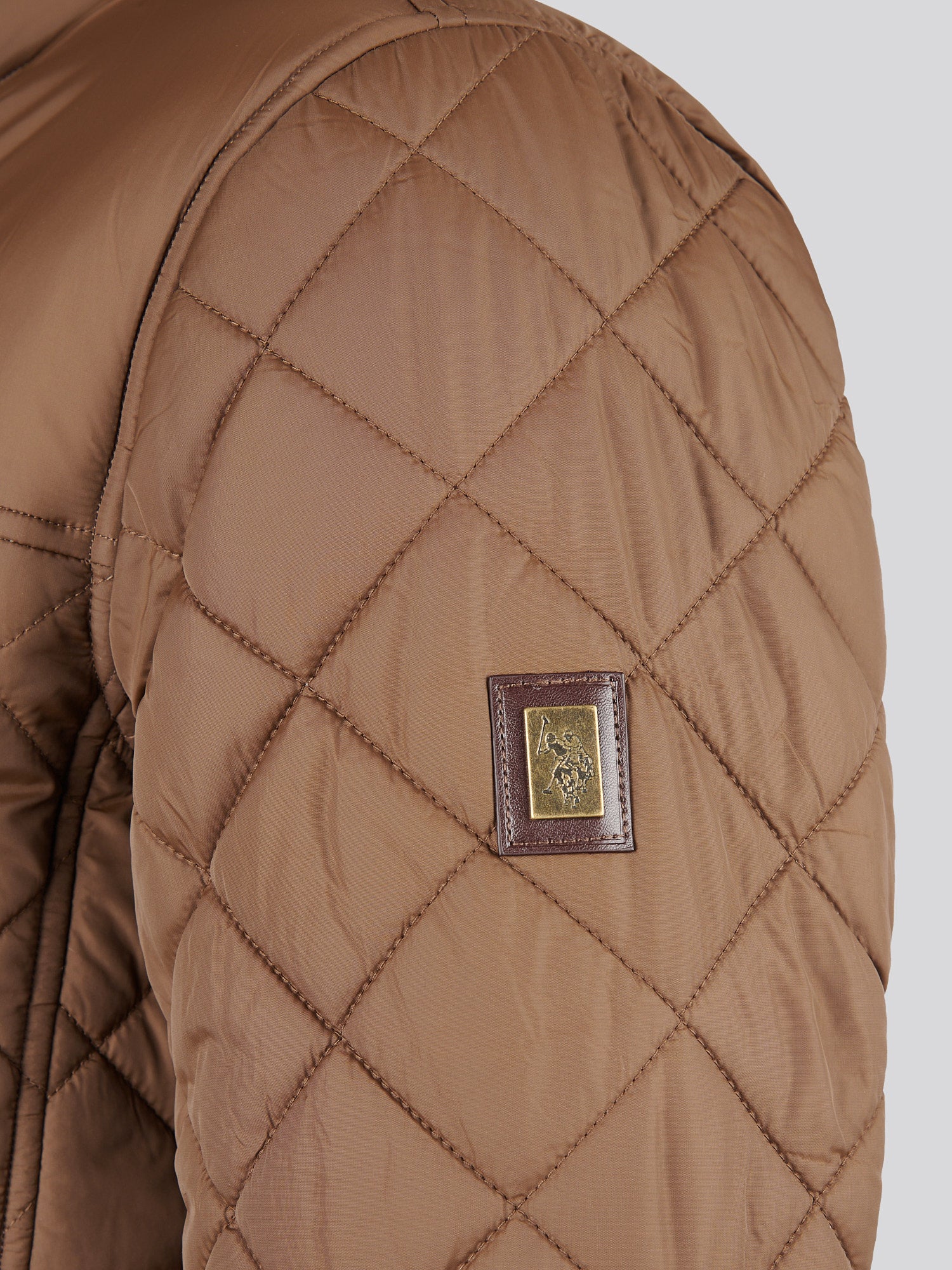 Mens Diamond Quilted Funnel Jacket in Cocoa - Image 13