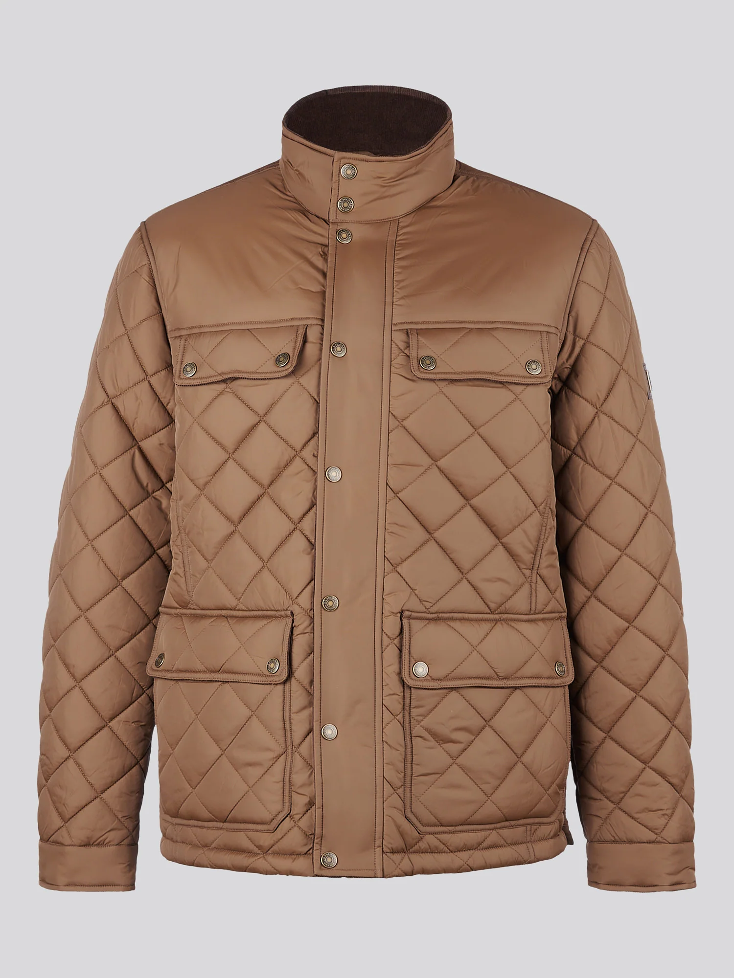 Mens Diamond Quilted Funnel Jacket in Cocoa - Image 6
