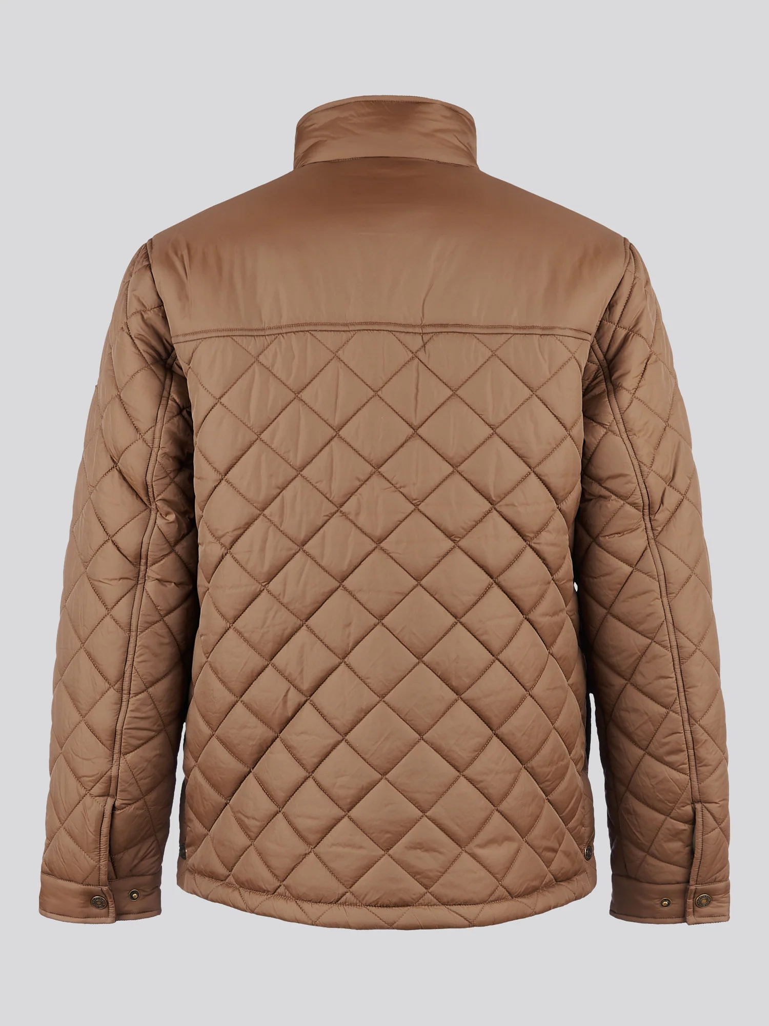Mens Diamond Quilted Funnel Jacket in Cocoa - Image 8