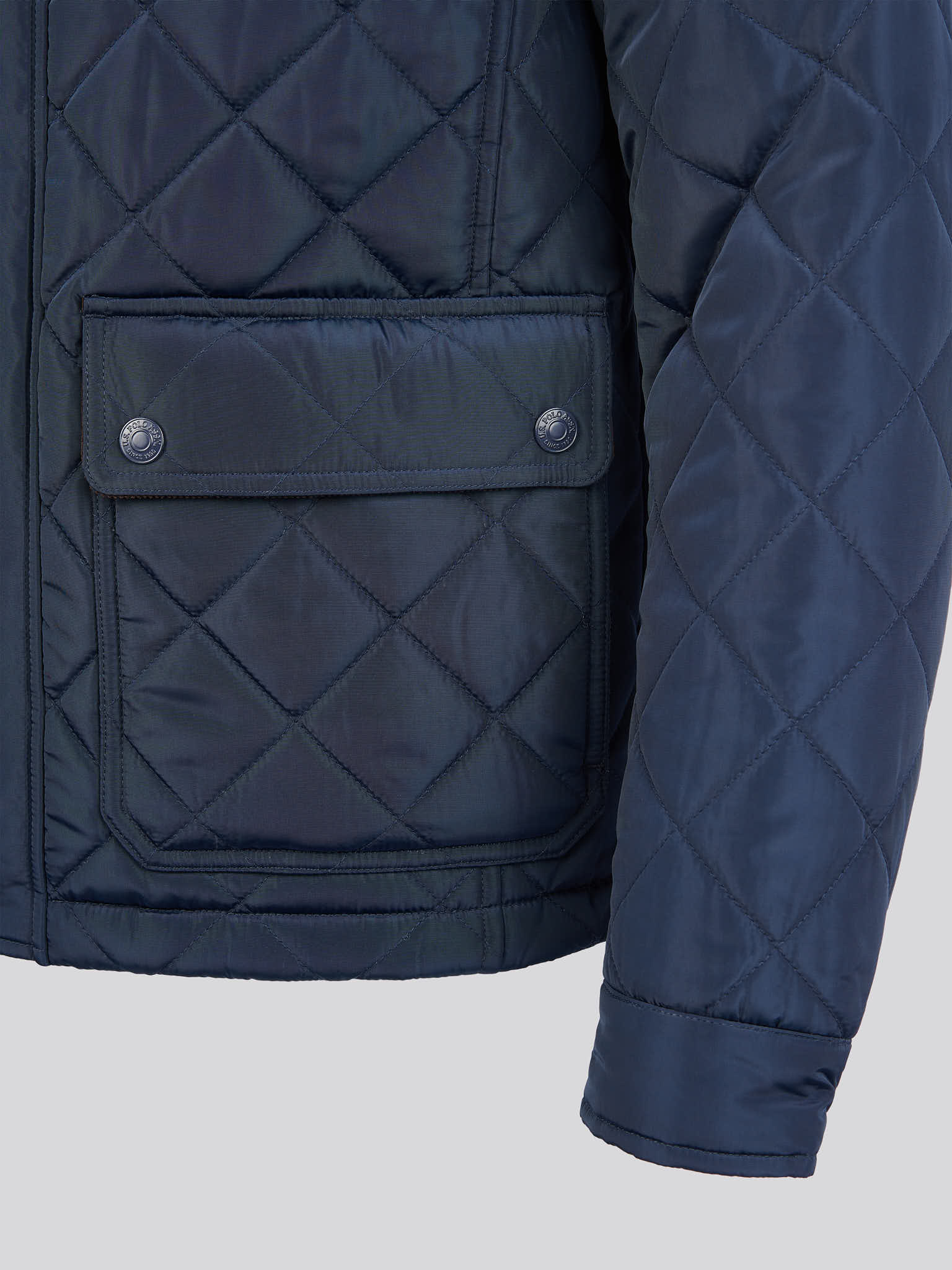 Mens Diamond Quilted Funnel Jacket in Dark Sapphire Navy - Image 12