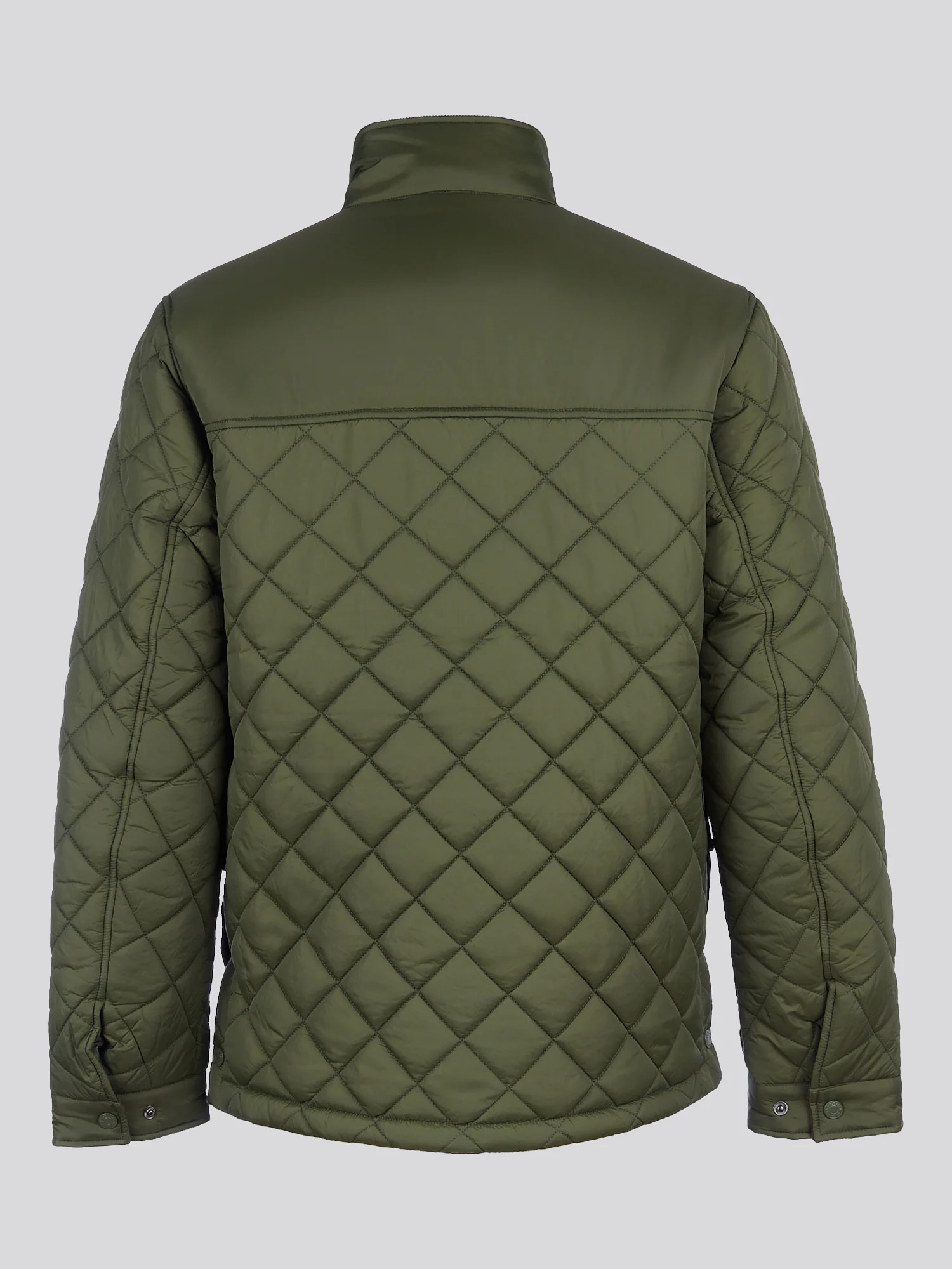 Mens Diamond Quilted Funnel Jacket in Forest Night - Image 10