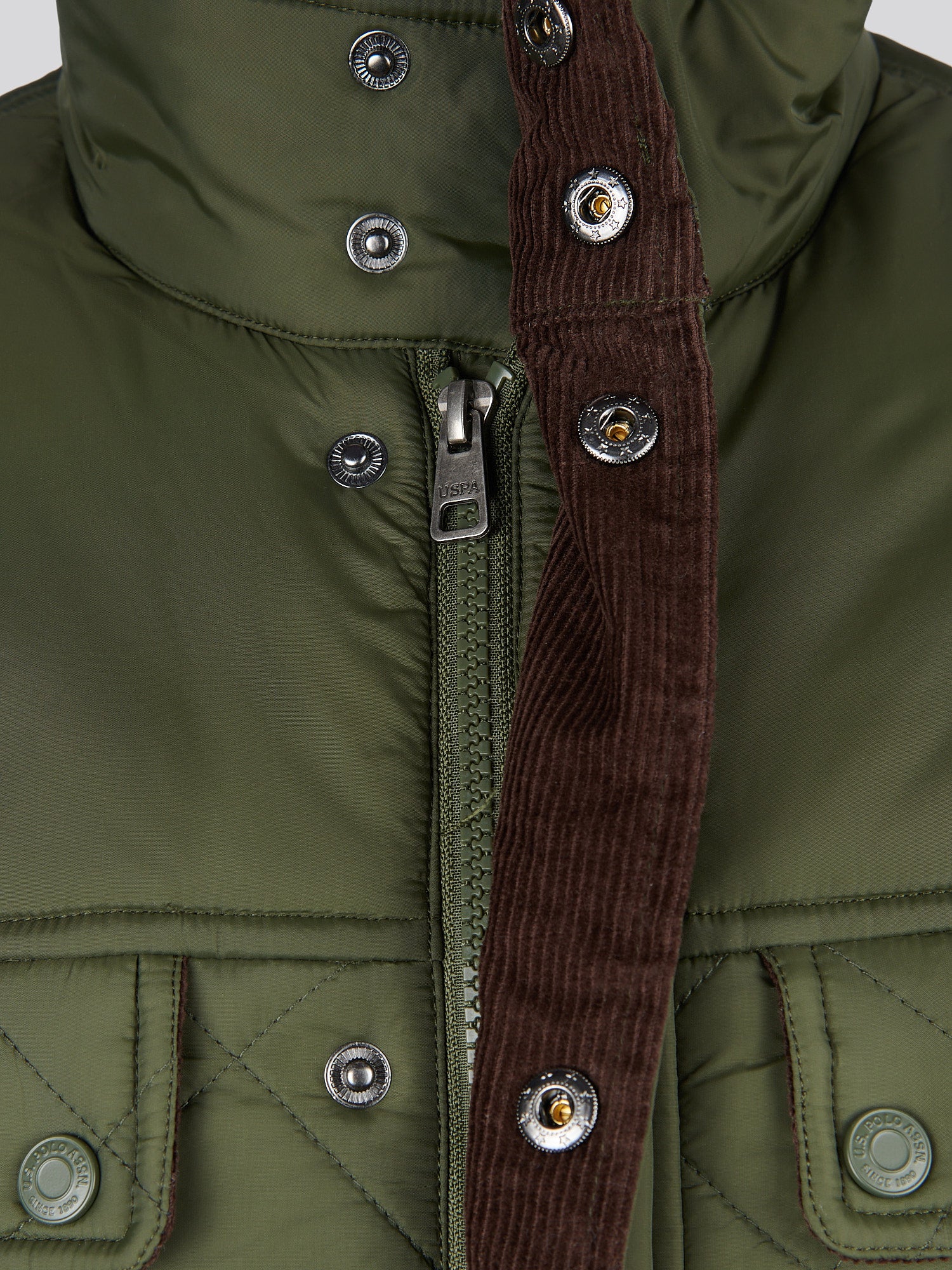 Mens Diamond Quilted Funnel Jacket in Forest Night - Image 11