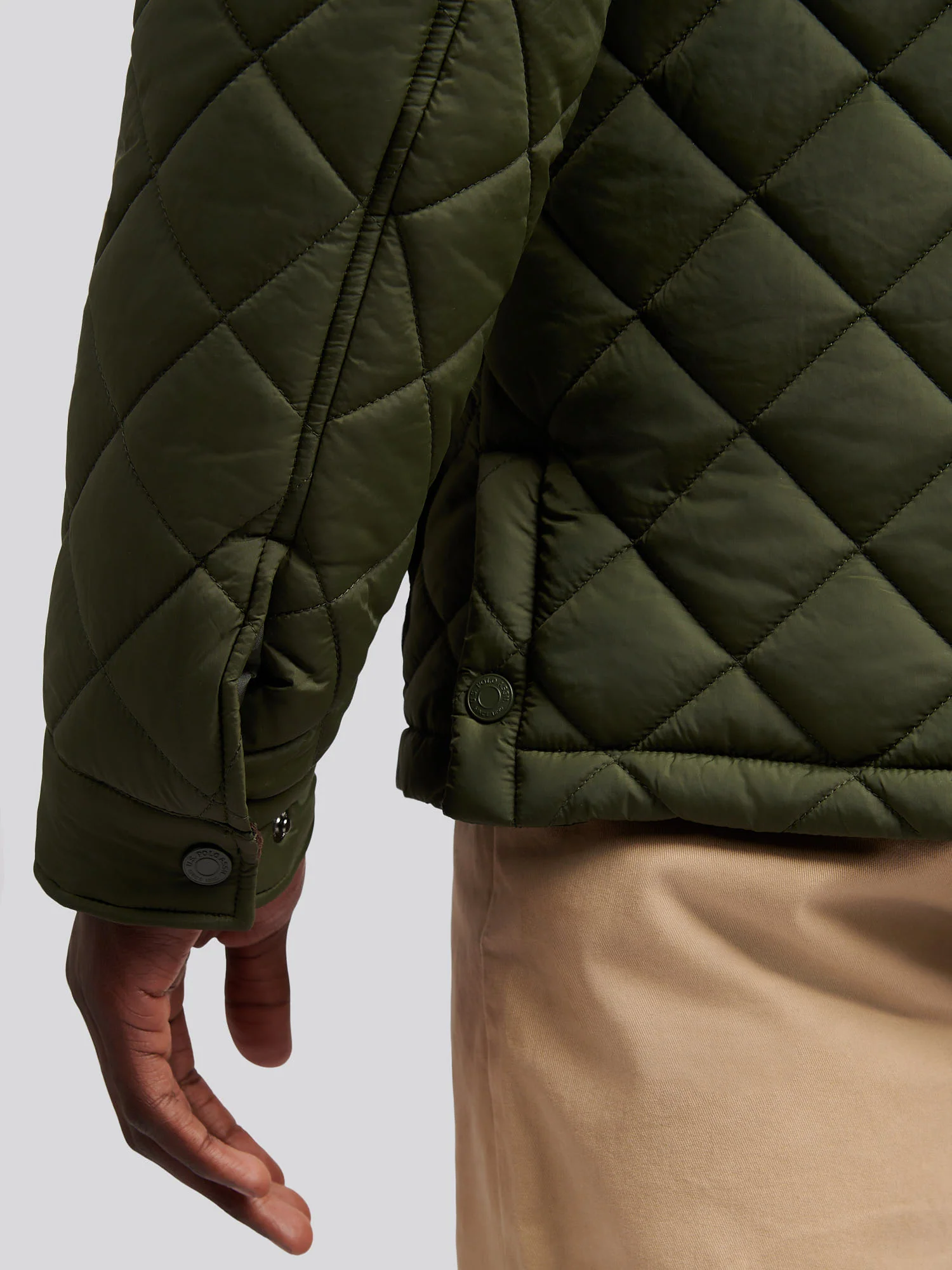 Mens Diamond Quilted Funnel Jacket in Forest Night - Image 7