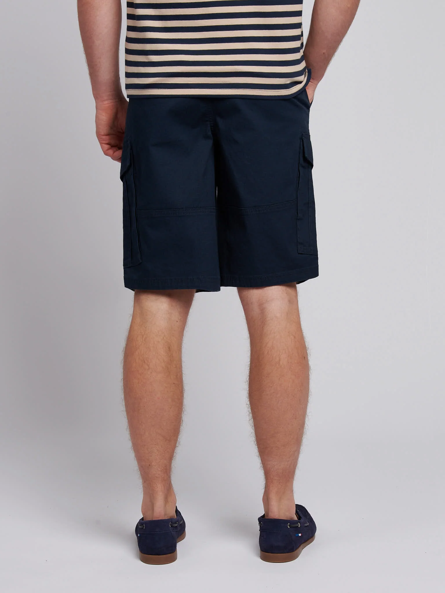 Mens Dobby Weave Cargo Short in Dark Sapphire Navy / Moonlight Blue DHM - Image 3