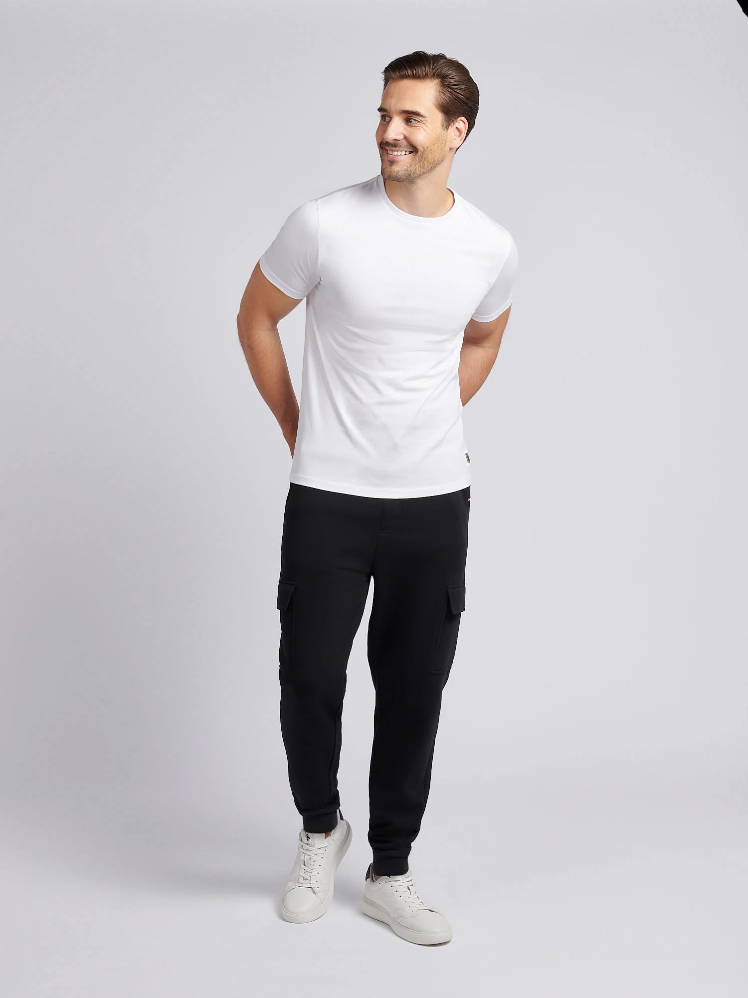 Mens Double Horsemen Cargo Sweat Jogger in Black - Image 3