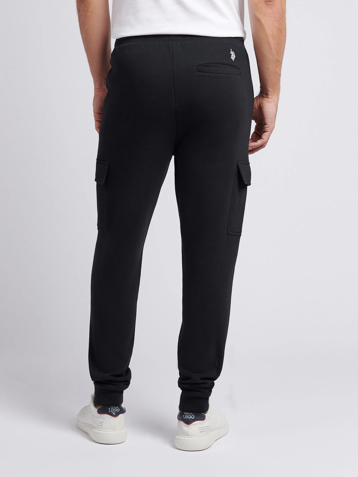 Mens Double Horsemen Cargo Sweat Jogger in Black - Image 4
