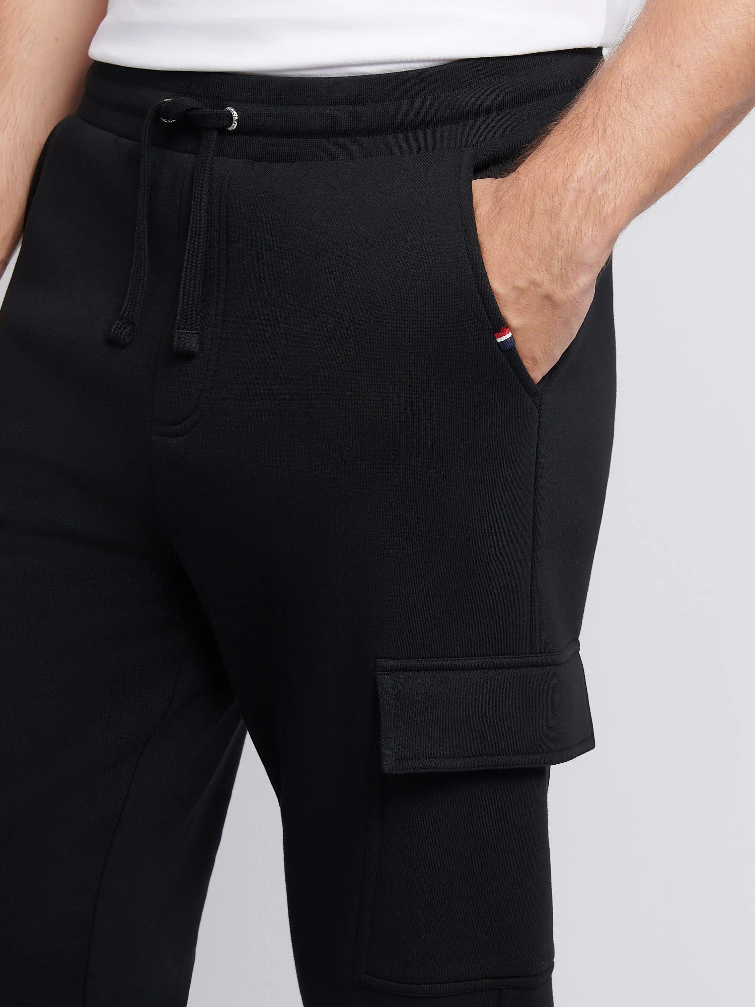 Mens Double Horsemen Cargo Sweat Jogger in Black - Image 5