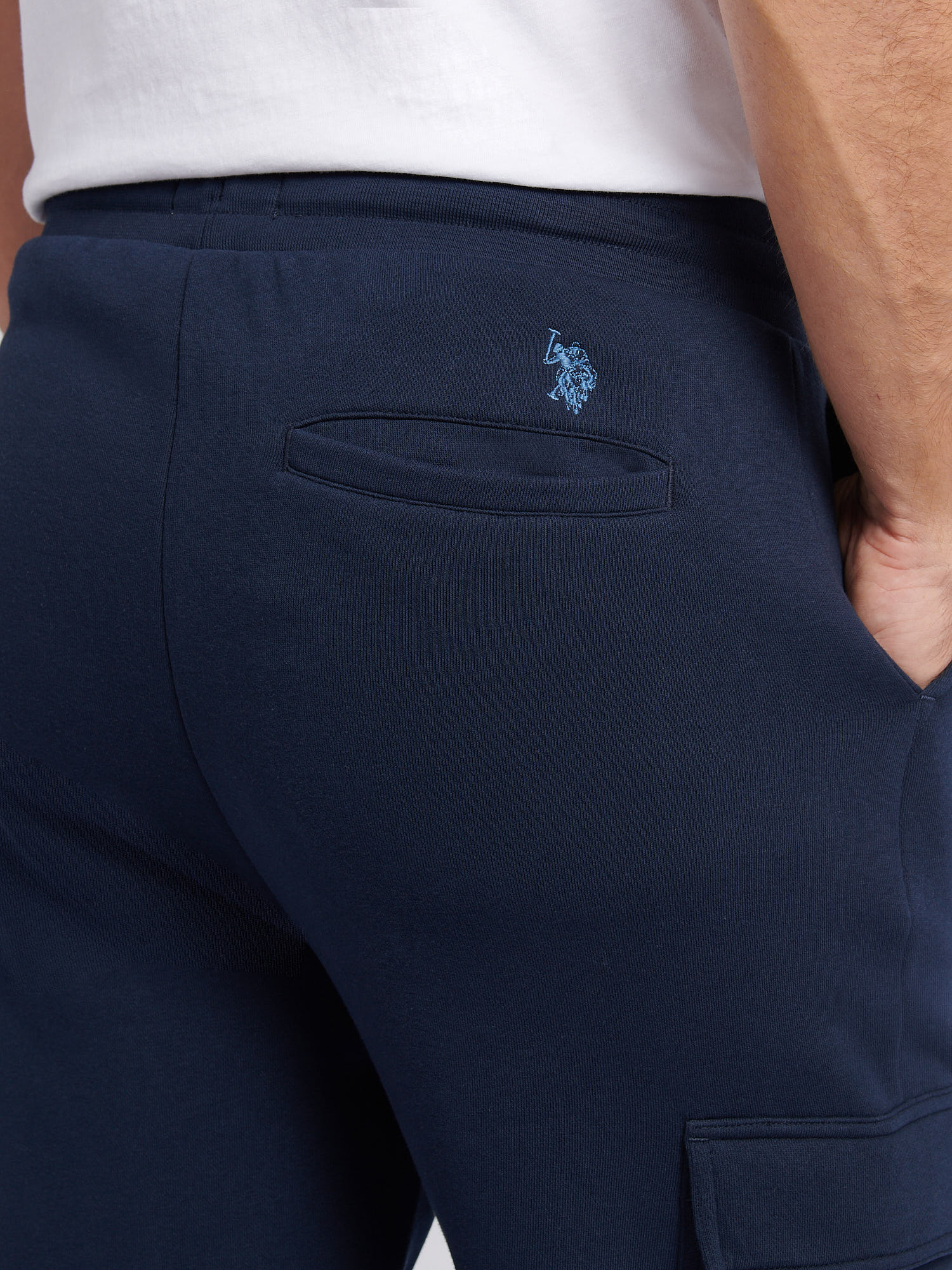 Mens Double Horsemen Cargo Sweat Jogger in Dark Sapphire Navy / Moonlight Blue DHM - Image 2