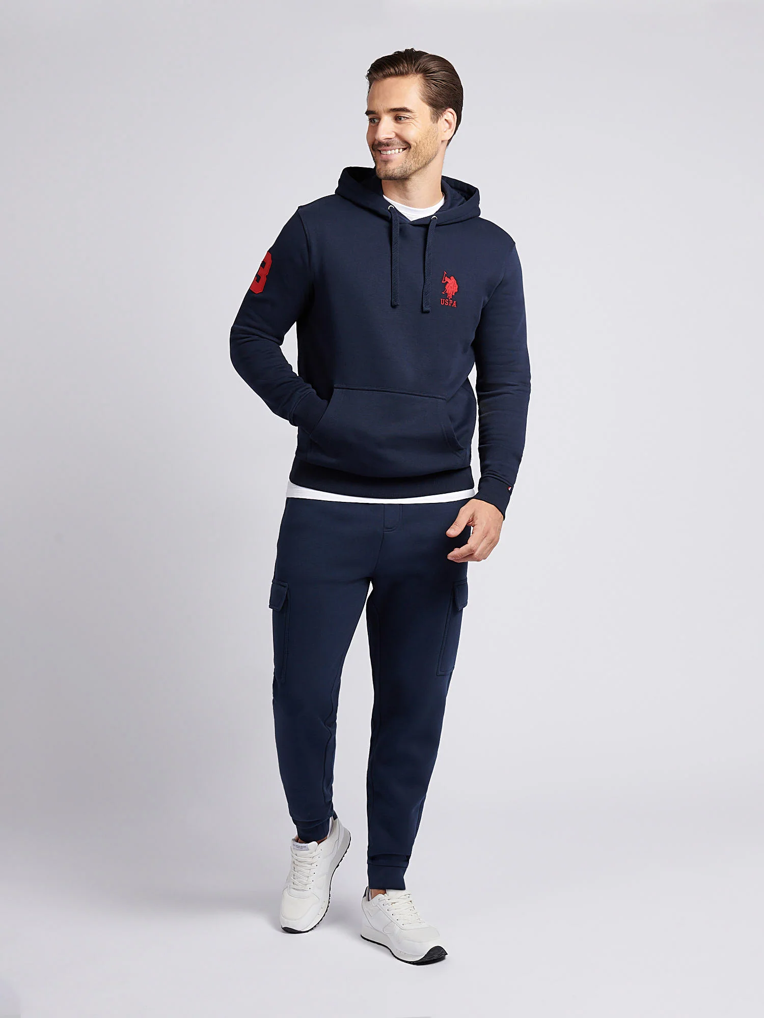 Mens Double Horsemen Cargo Sweat Jogger in Dark Sapphire Navy / Moonlight Blue DHM - Image 3