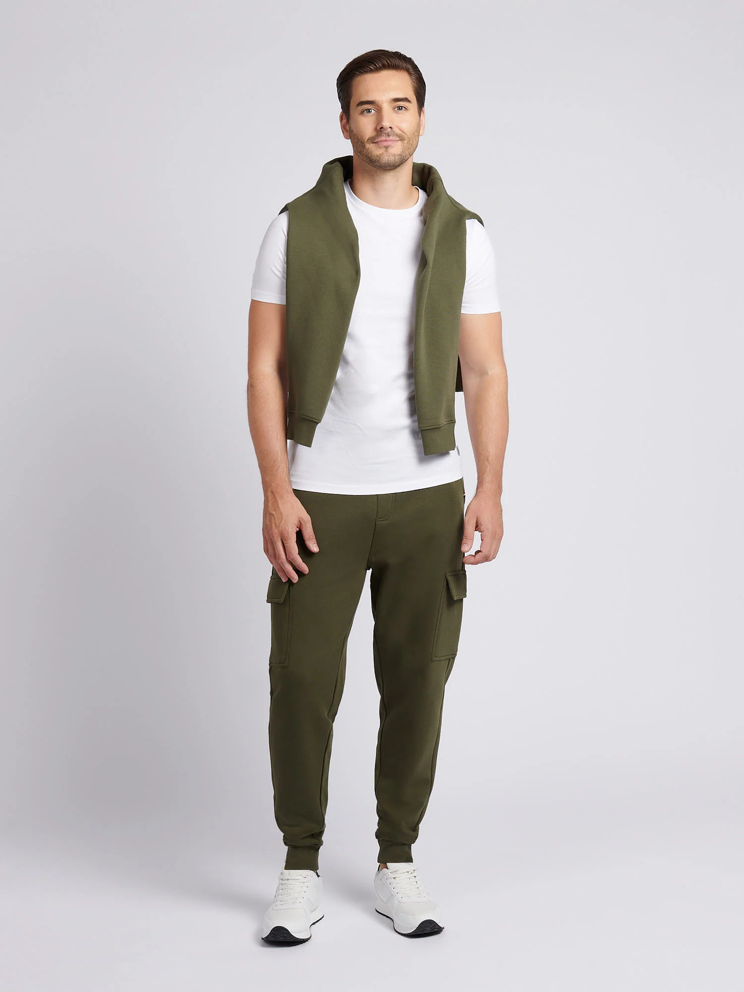 Mens Double Horsemen Cargo Sweat Jogger in Forest Night - Image 2
