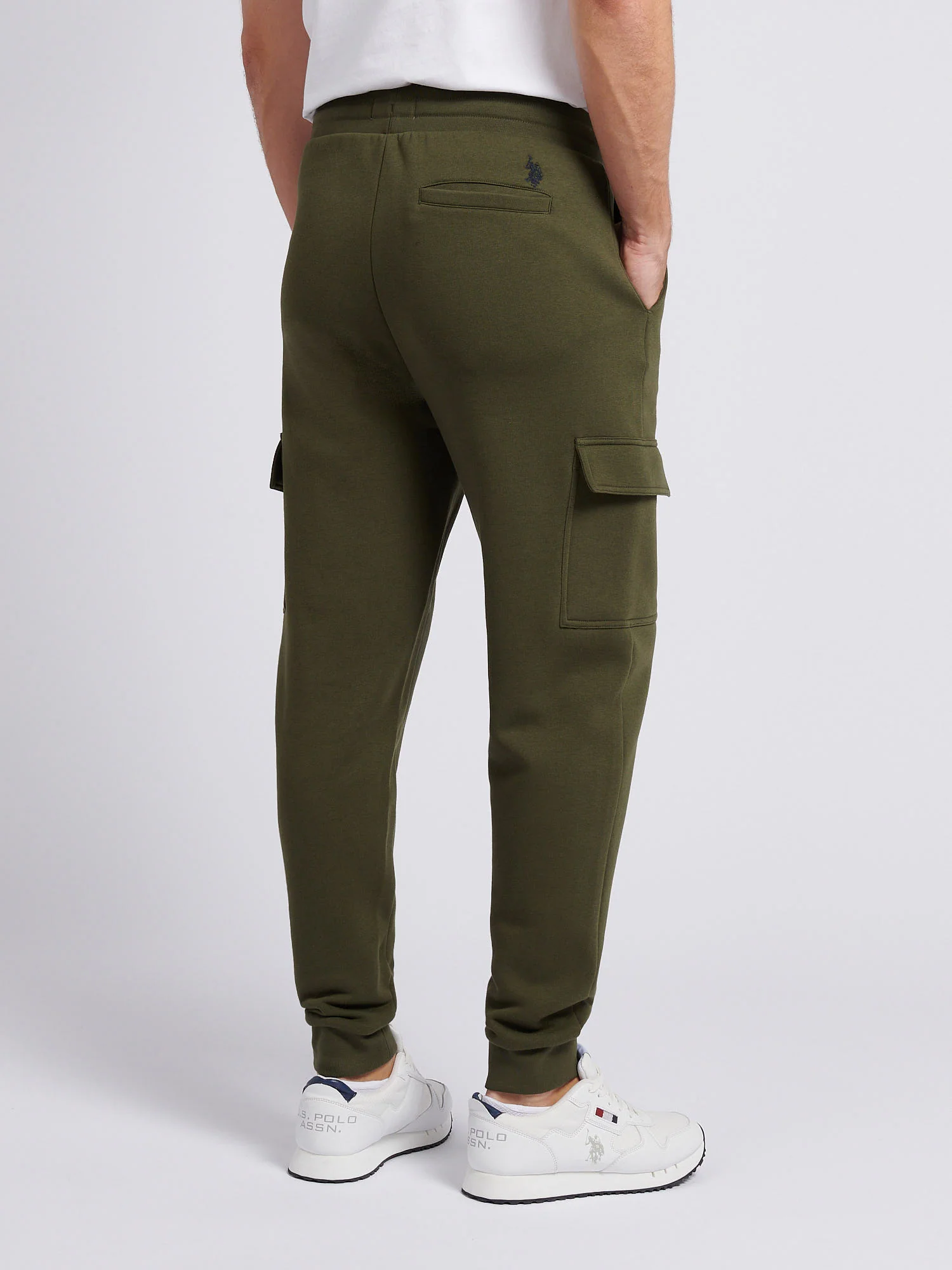 Mens Double Horsemen Cargo Sweat Jogger in Forest Night - Image 3