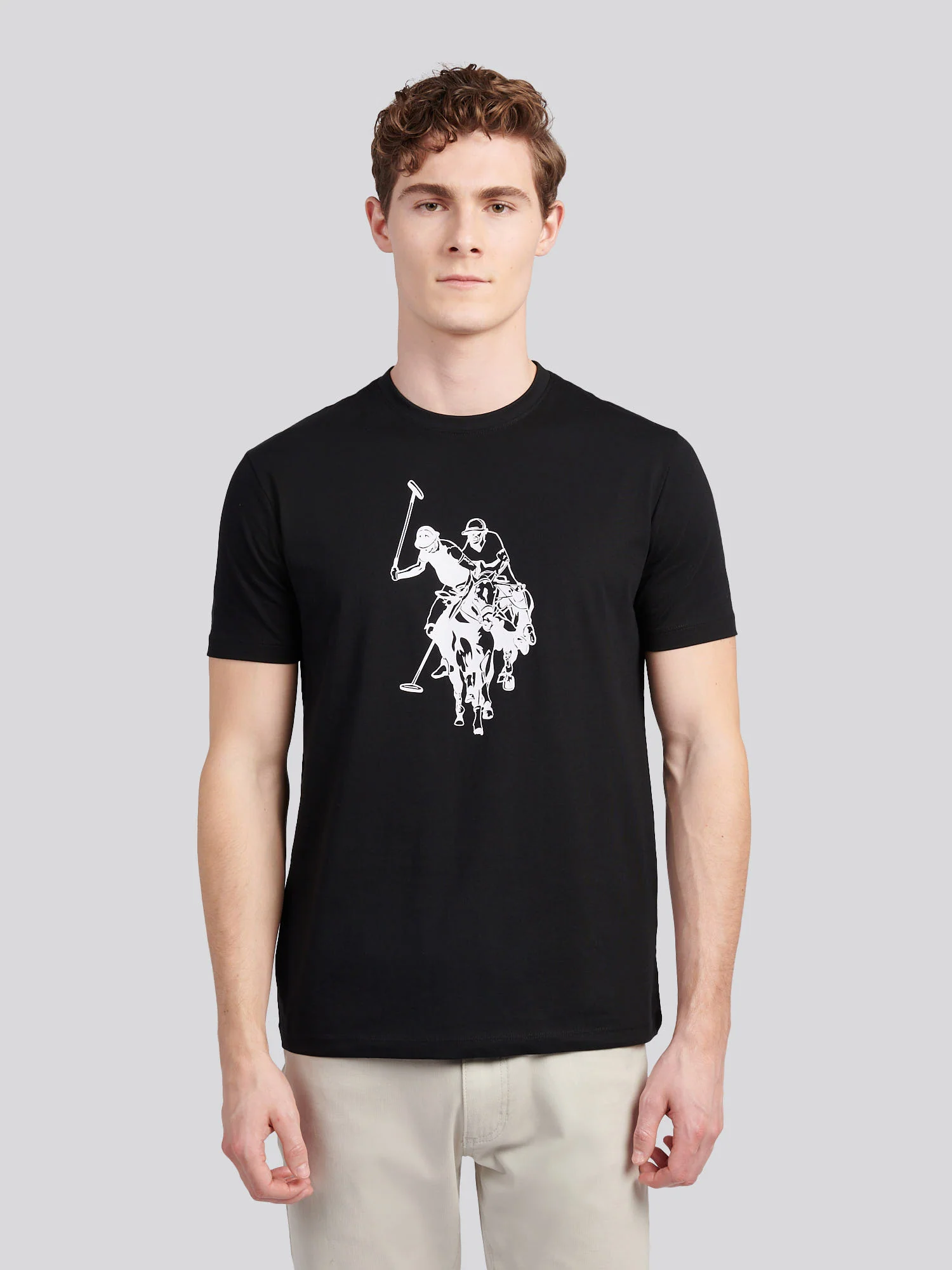 Mens Double Horsemen Graphic T-Shirt Black