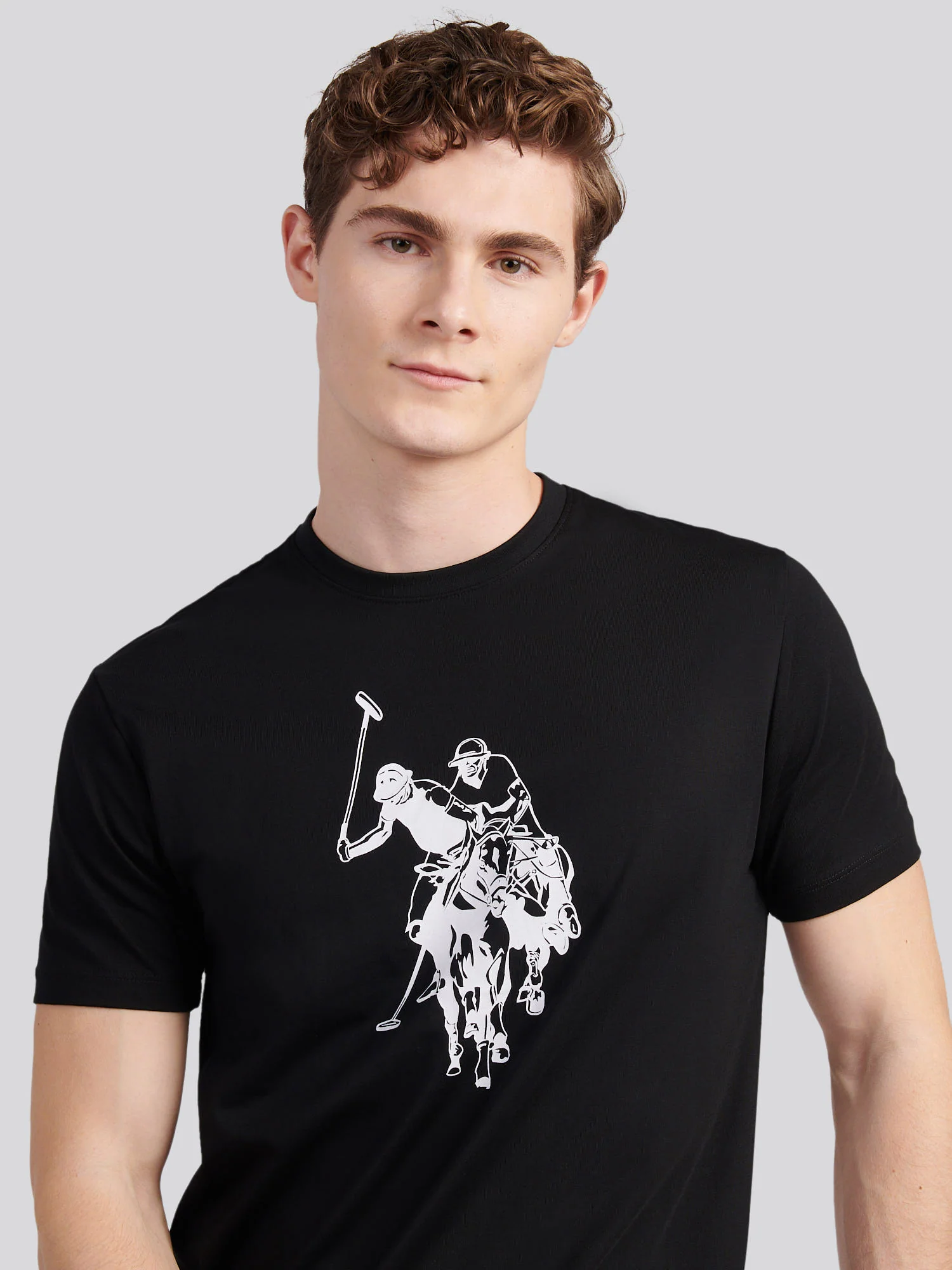 Mens Double Horsemen Graphic T-Shirt Black - Image 2