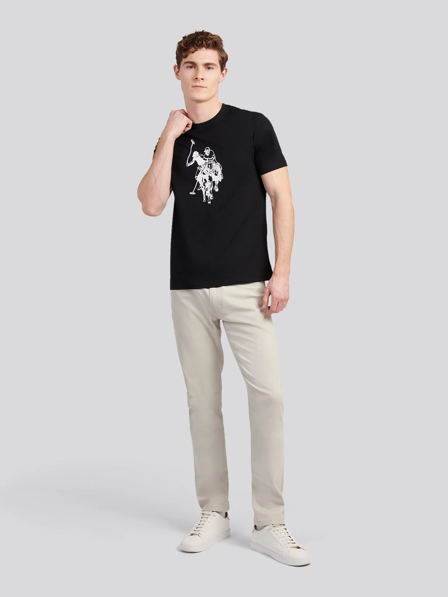 Mens Double Horsemen Graphic T-Shirt Black - Image 3