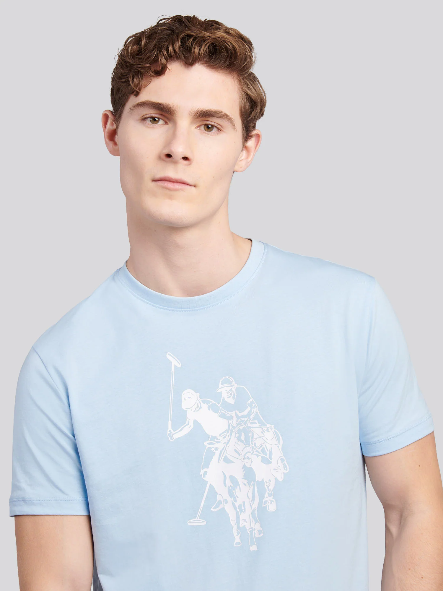 Mens Double Horsemen Graphic T-Shirt Chambray Blue - Image 2
