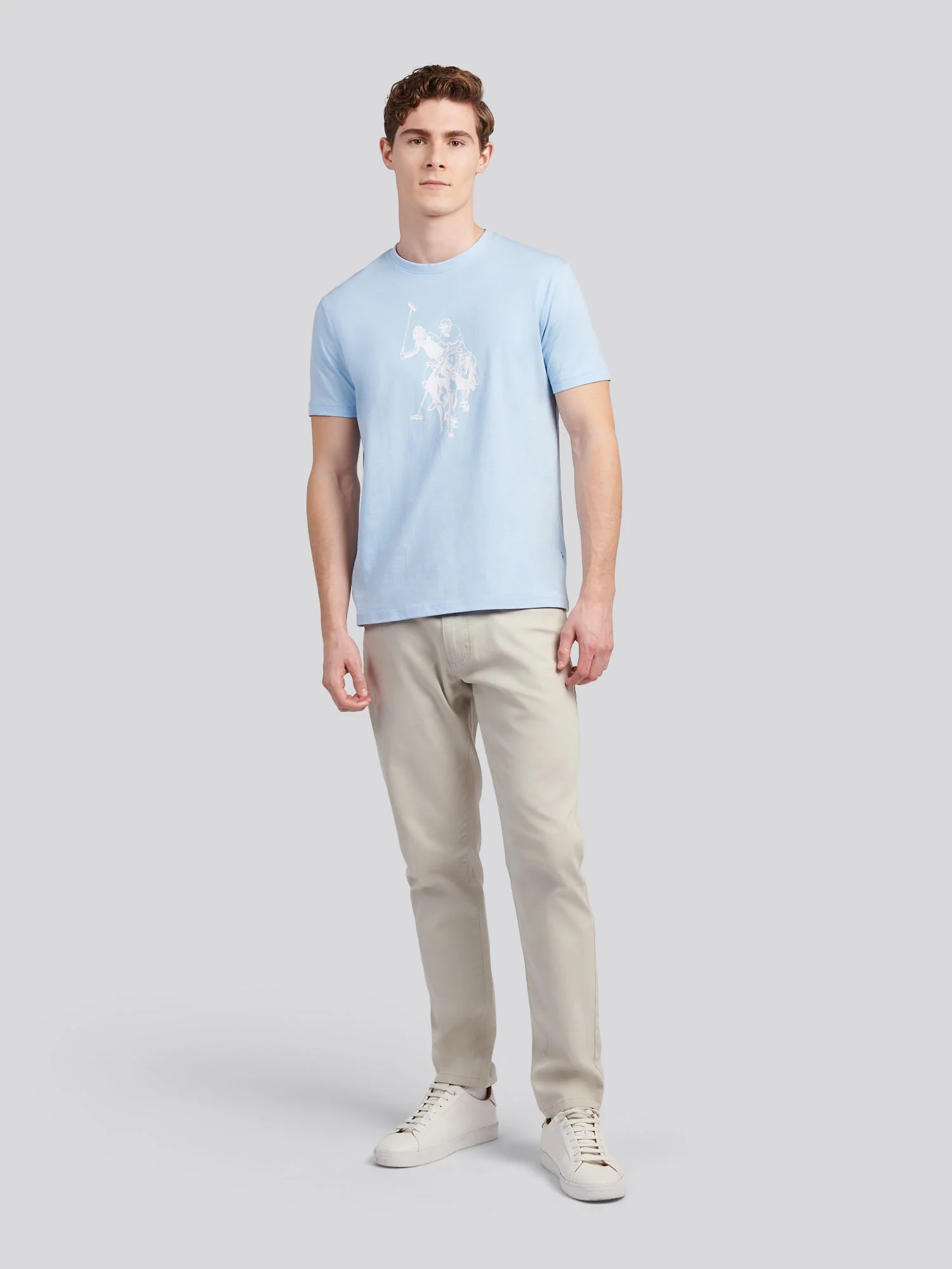 Mens Double Horsemen Graphic T-Shirt Chambray Blue - Image 3
