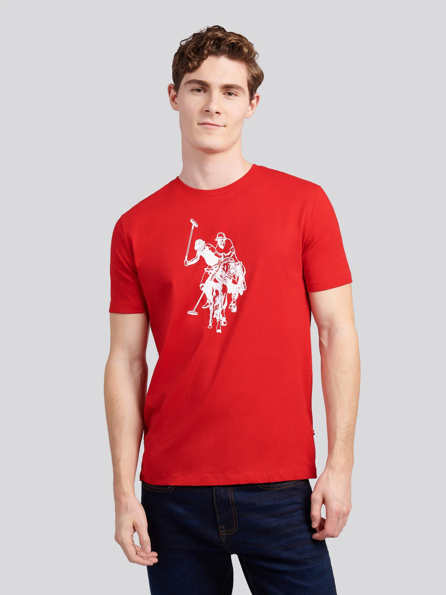 Mens Double Horsemen Graphic T-Shirt Haute Red