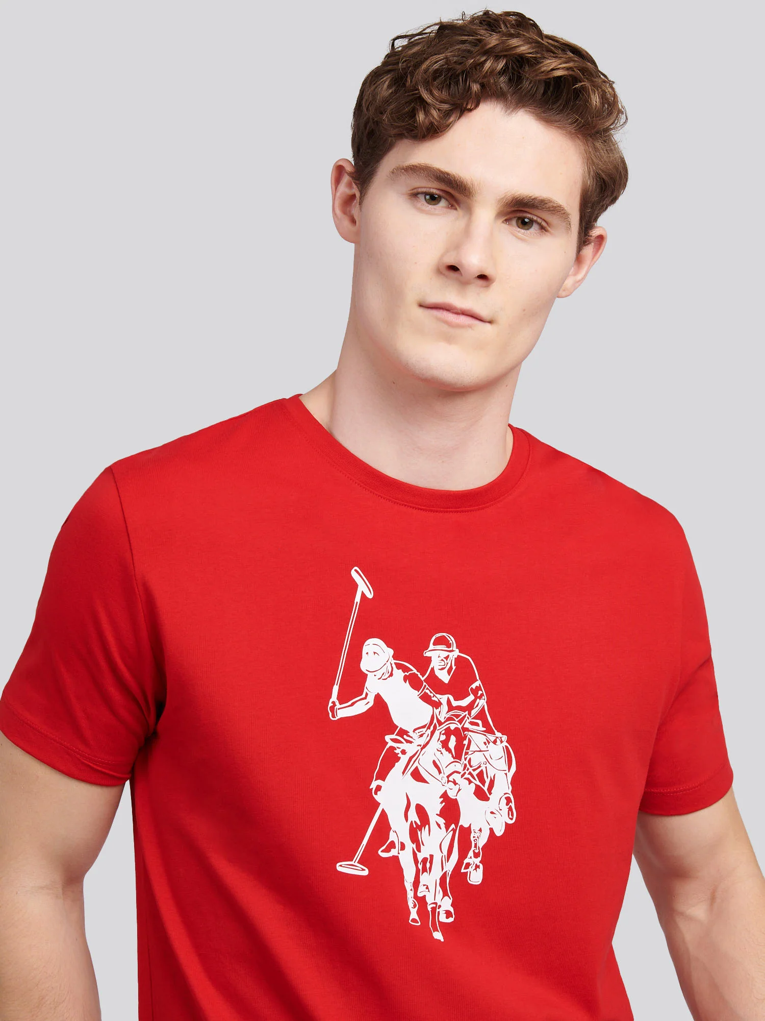 Mens Double Horsemen Graphic T-Shirt Haute Red - Image 2